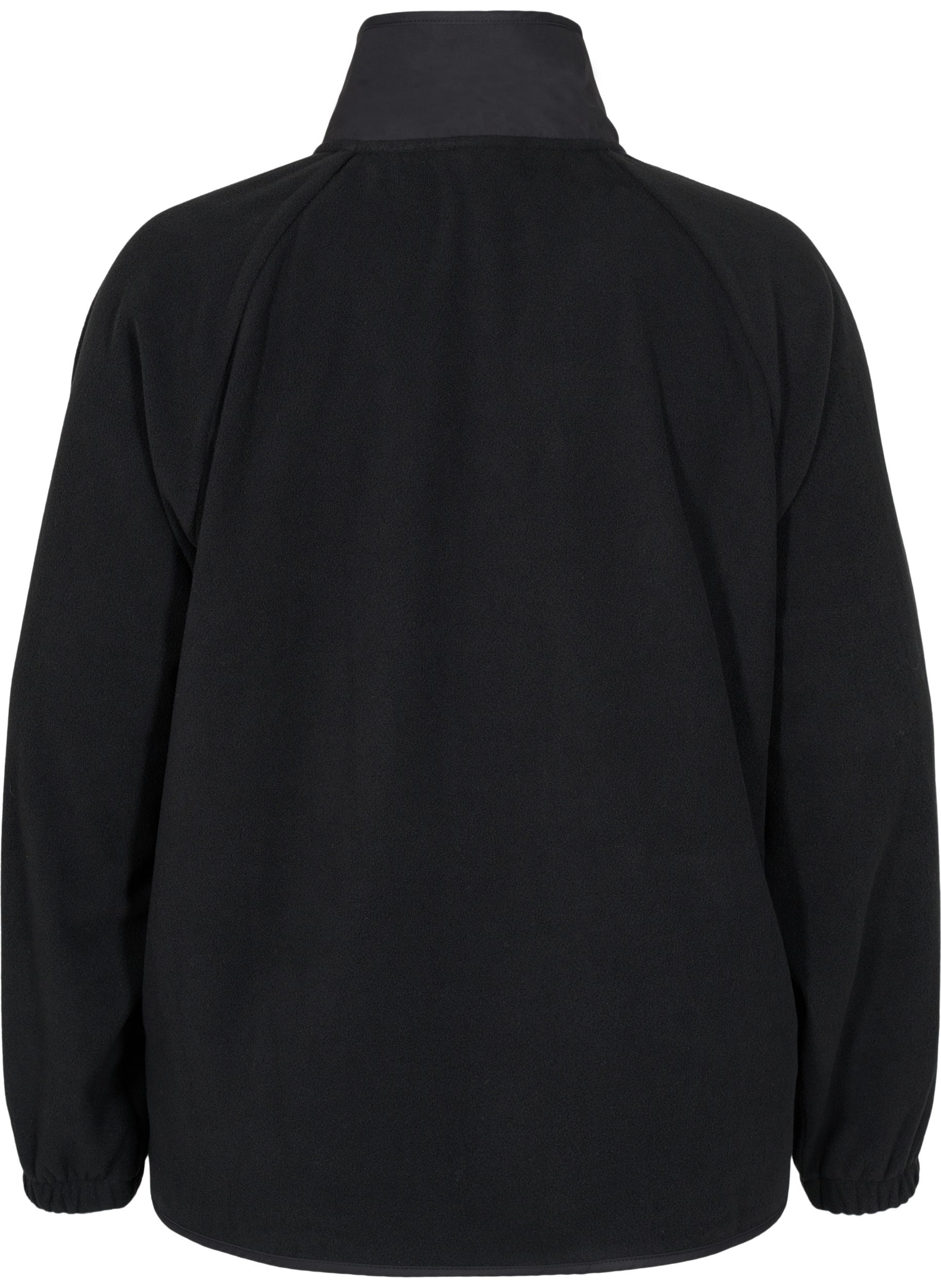 Treningsjakke i fleece med høy hals og lommer, Black, Packshot image number 1