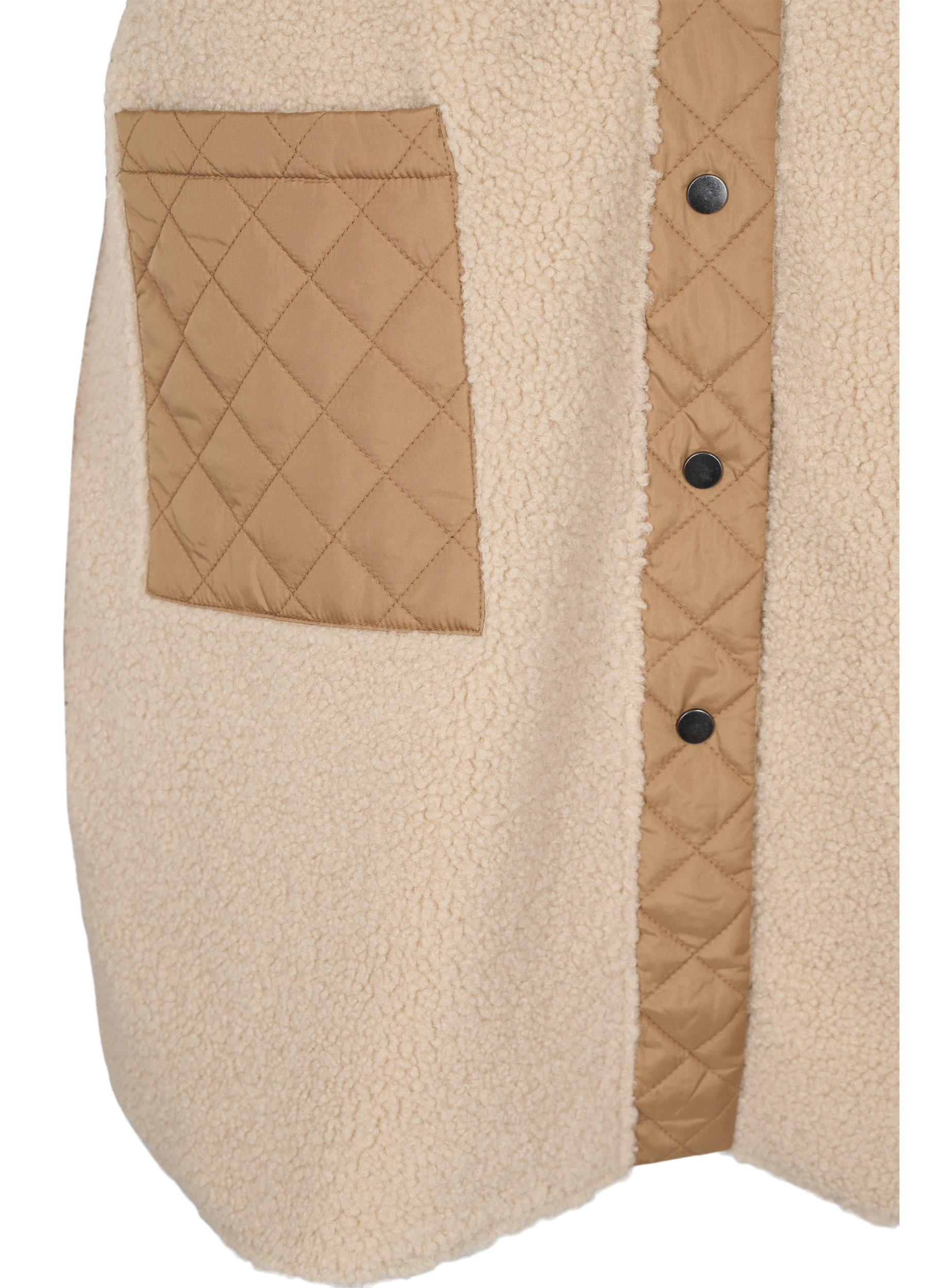 Lang teddy vest med knapper og lommer, Nomad Comb, Packshot image number 3