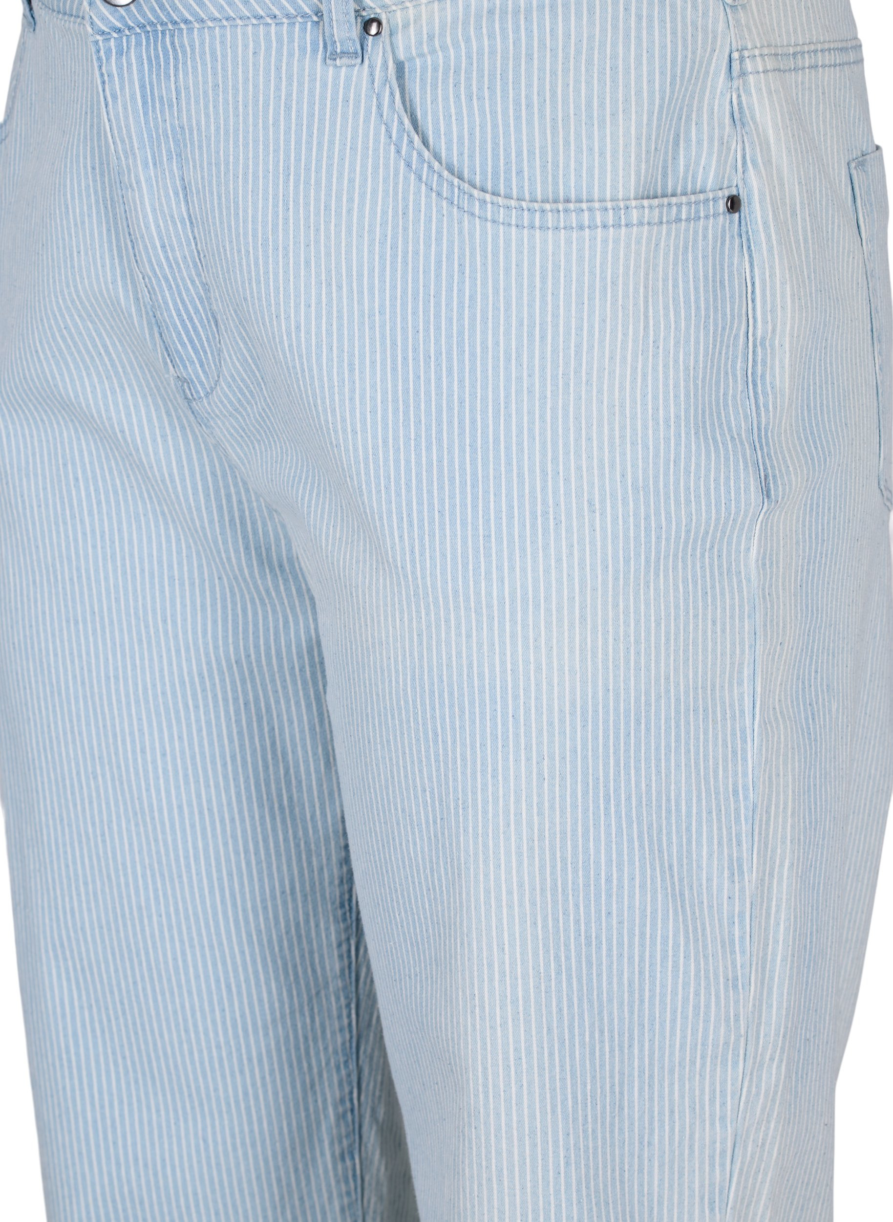 Straight jeans med ankellengde og striper, Light Blue Stripe, Packshot image number 2