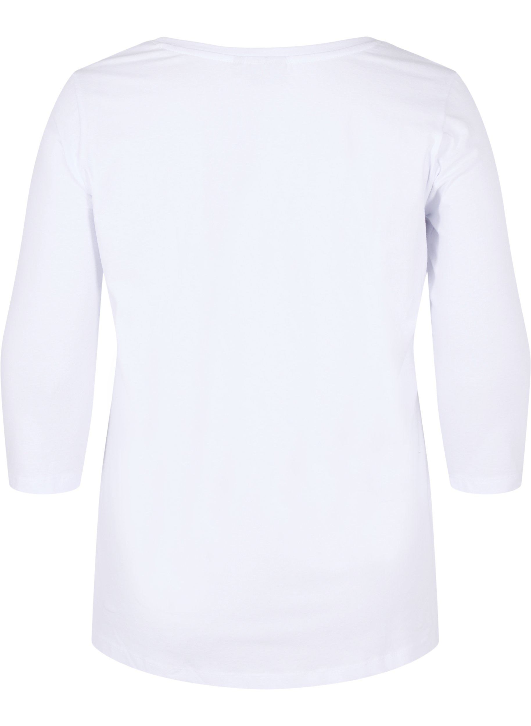 Basis t-skjorte med 3/4-ermer, Bright White, Packshot image number 1