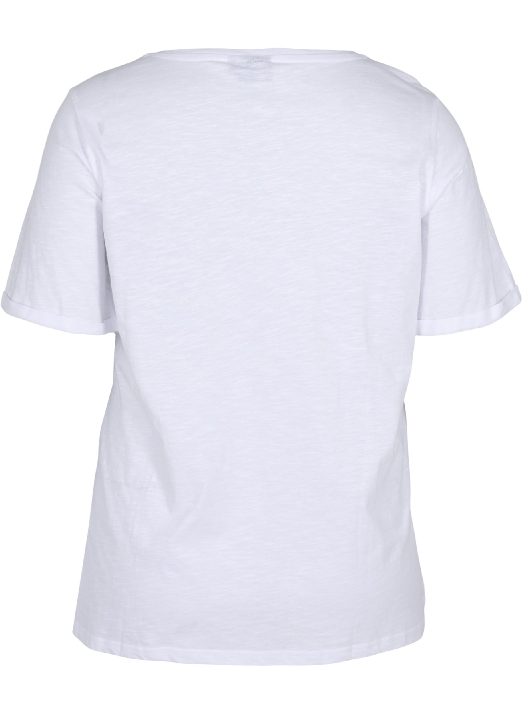T-skjorte i bomull med korte ermer, Bright White, Packshot image number 1