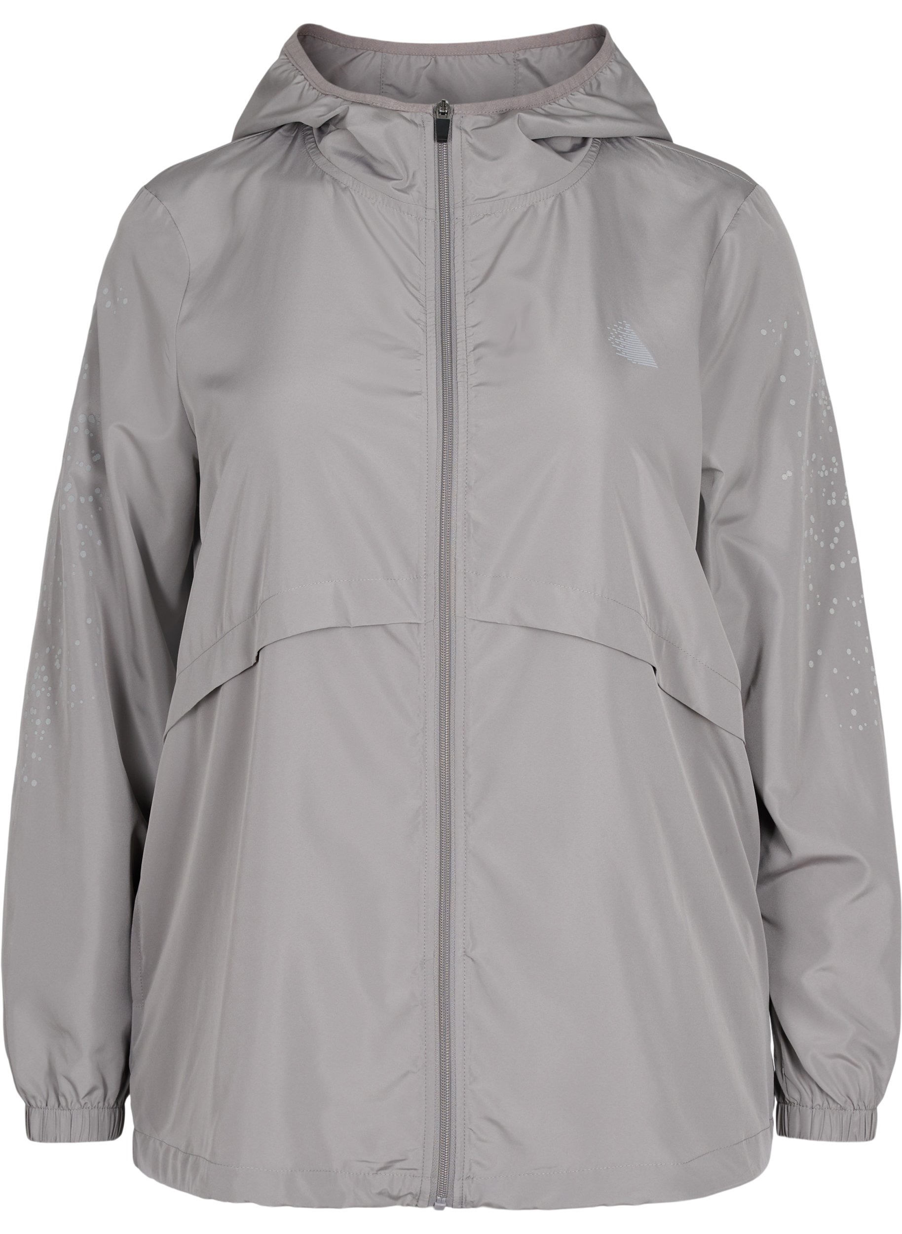Treningsjakke med hette og refleks, Grey Silver, Packshot image number 0