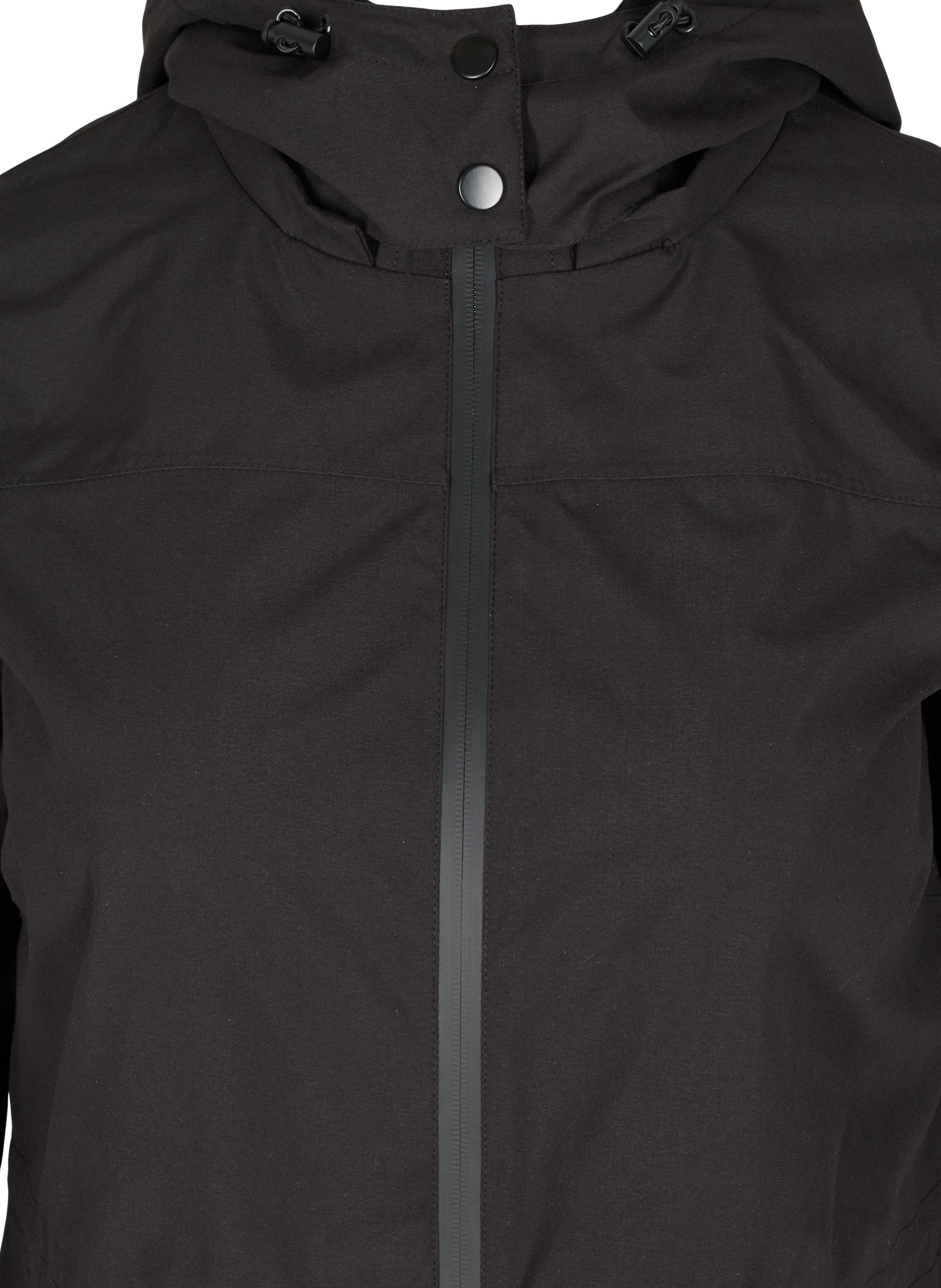 Vanntett jakke med avtagbar hette, Black, Packshot image number 2