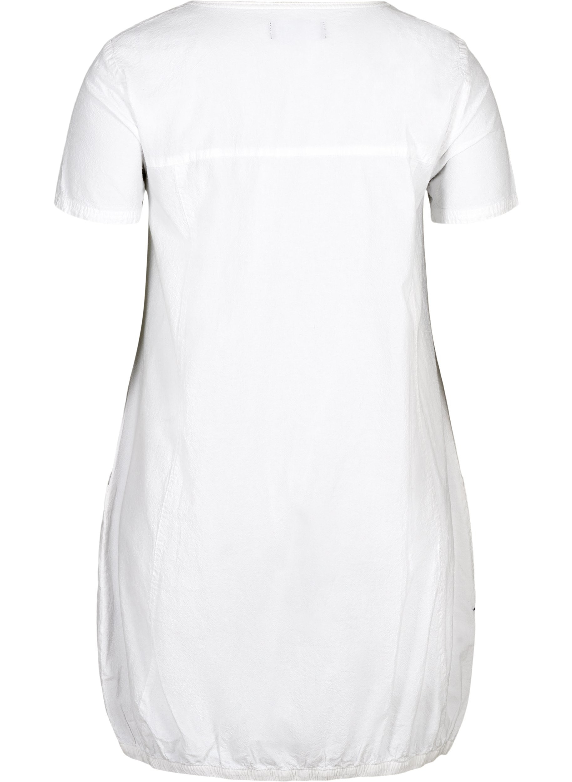 Kortermet kjole i bomull, White, Packshot image number 1