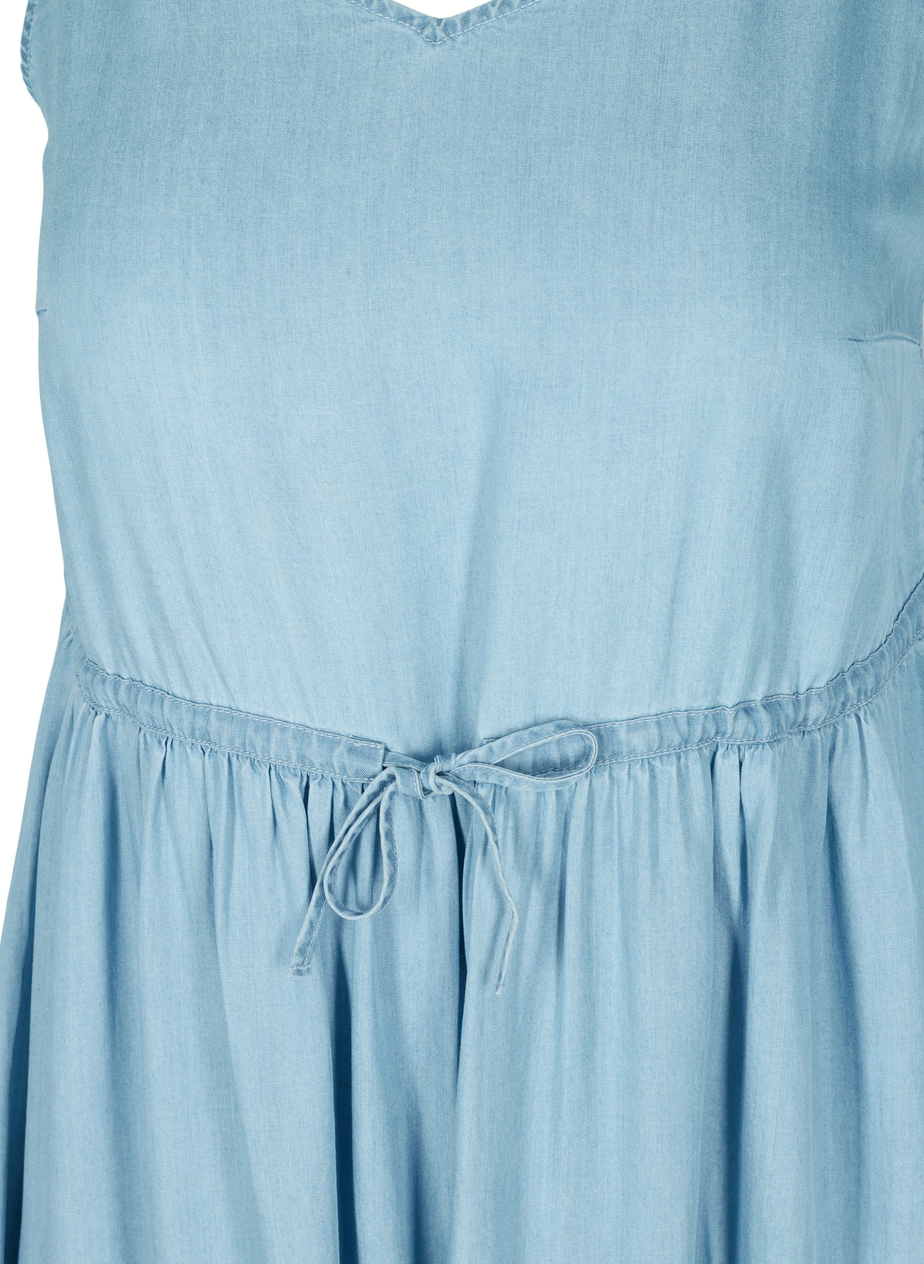 Midikjole med smock og justerbar midje, Light blue denim, Packshot image number 2