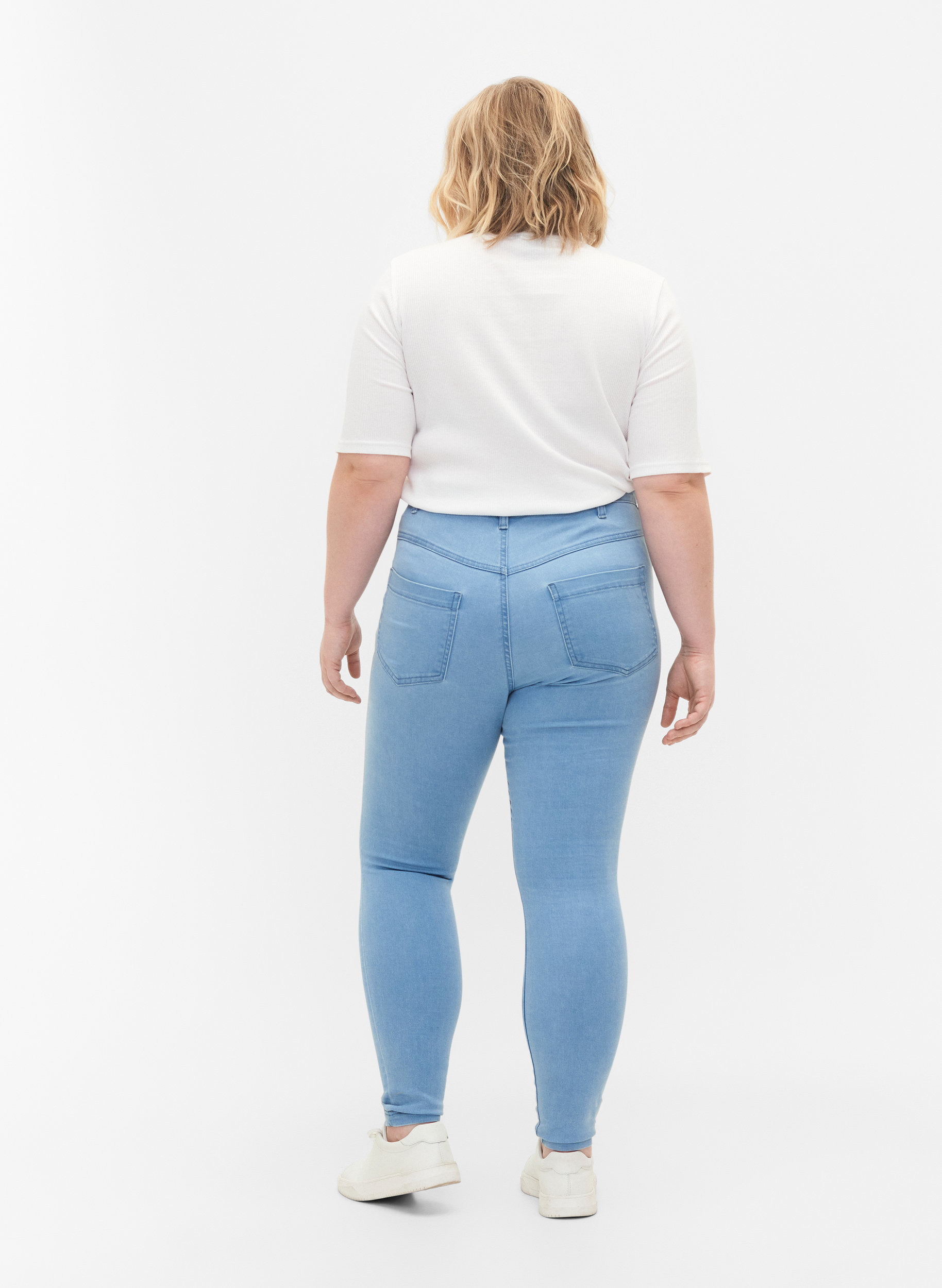 Super slim Amy jeans med høyt liv, Ex Lt Blue, Model image number 1