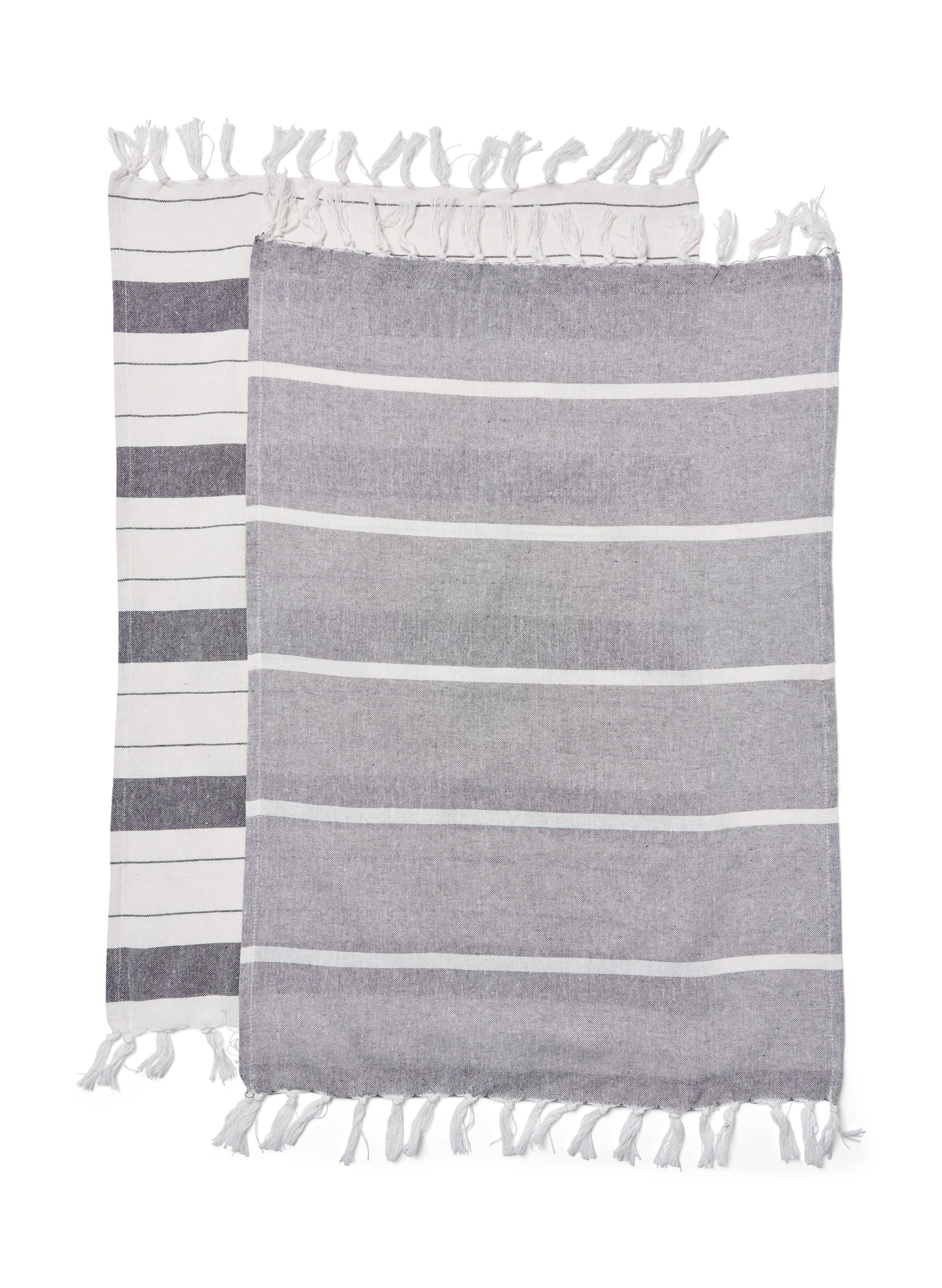 Håndkle med frynser, 2 stk., 2-Pack Grey, Packshot image number 1
