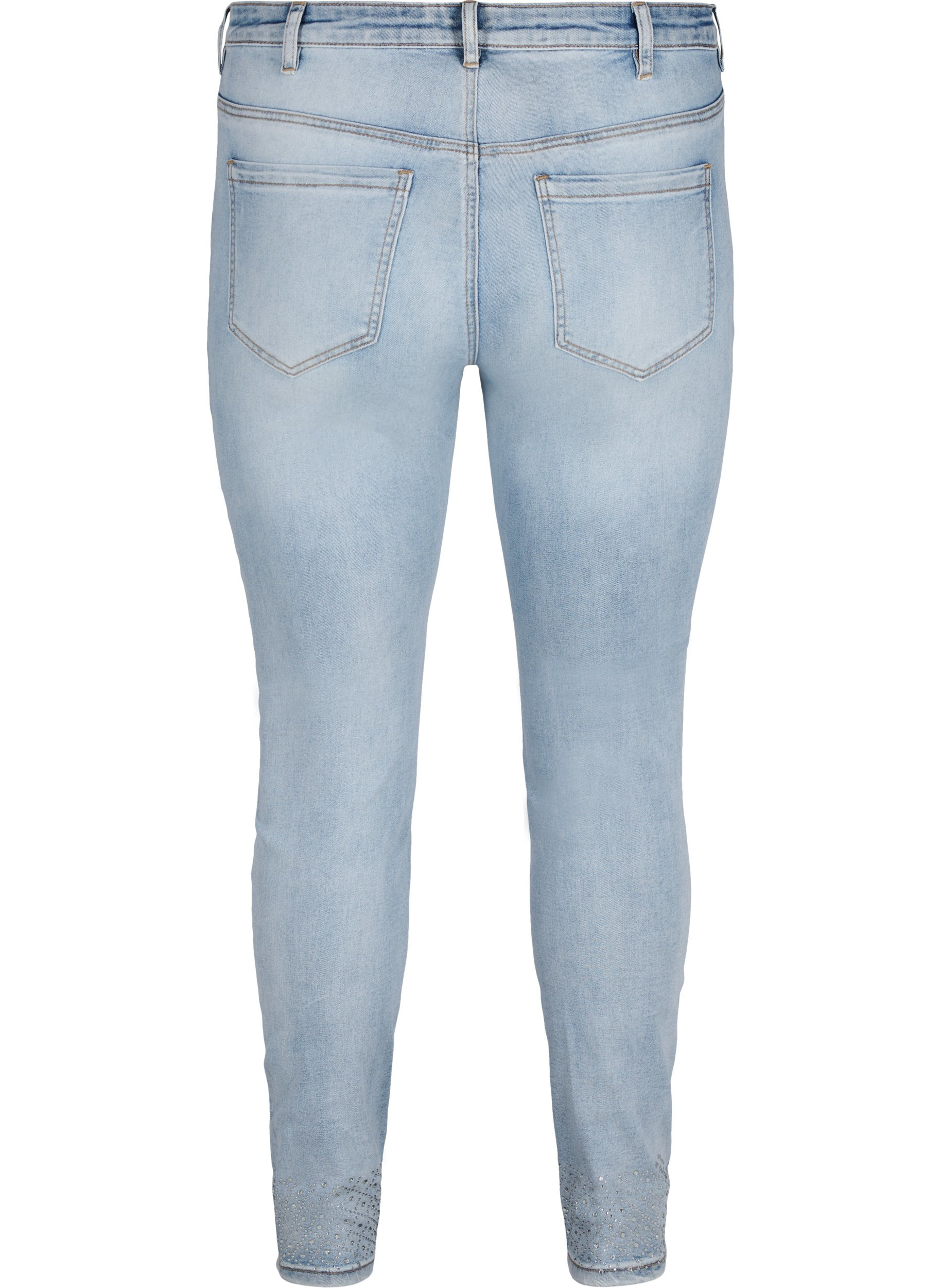 Amy jeans med høyt liv og dekorativ sten, Light blue, Packshot image number 1
