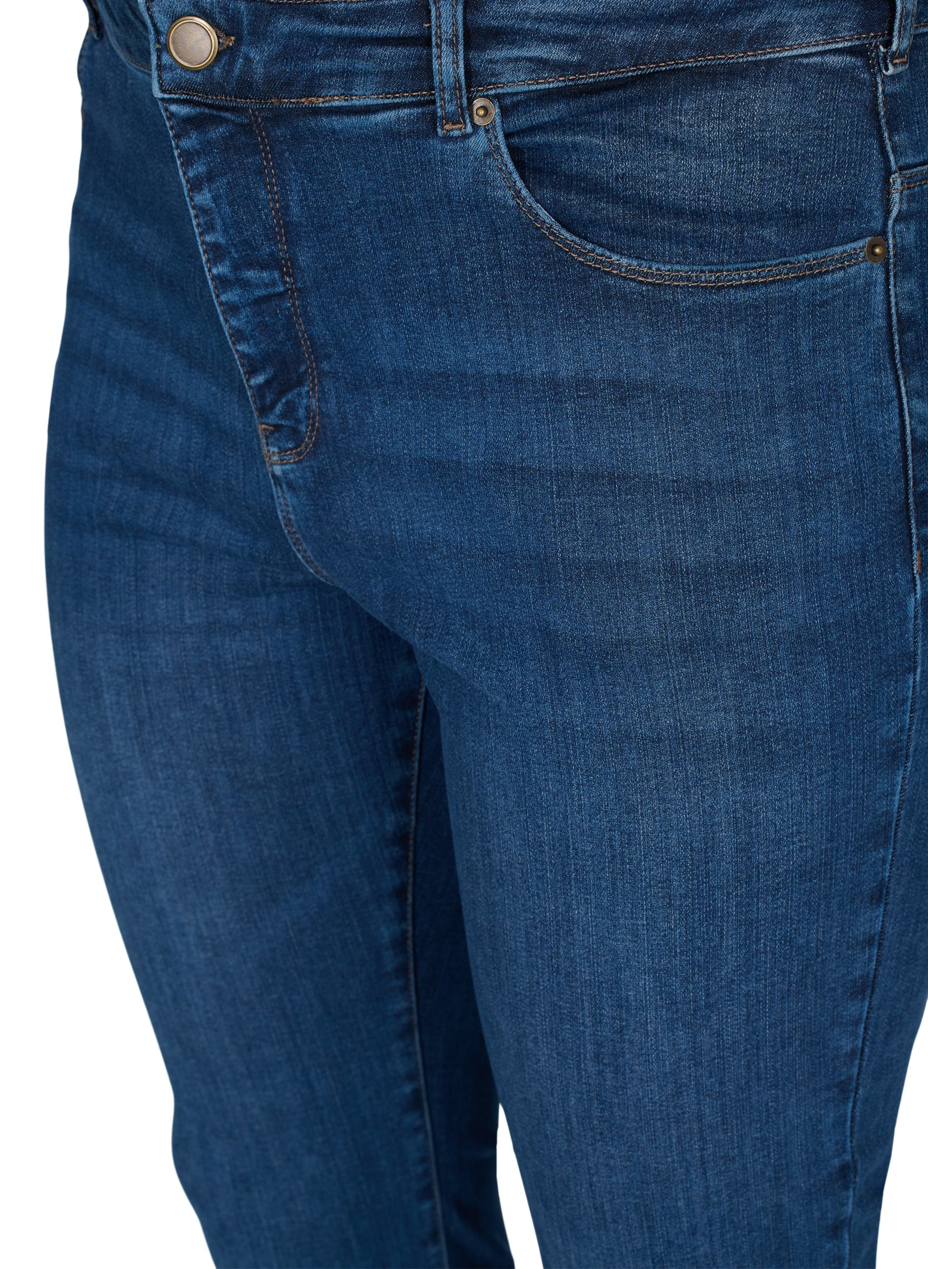 Amy jeans med høyt liv og stretch, Blue denim, Packshot image number 2