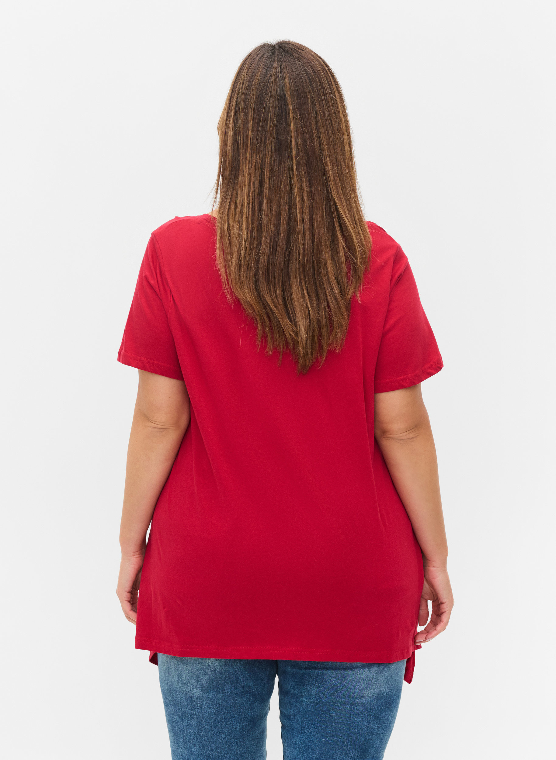 T-skjorte i bomull med A-form, Tango Red ENOUGH, Model image number 1