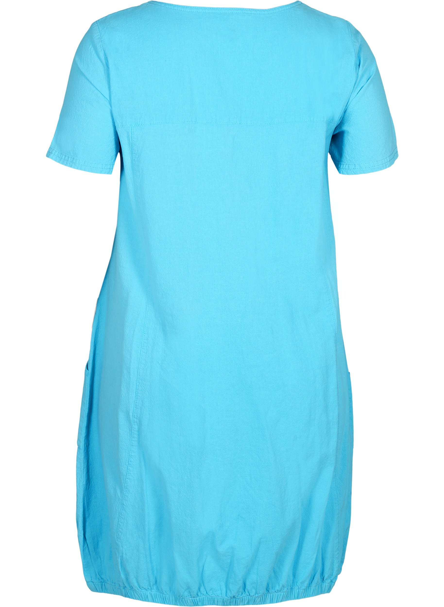 Kortermet kjole i bomull, River Blue, Packshot image number 1