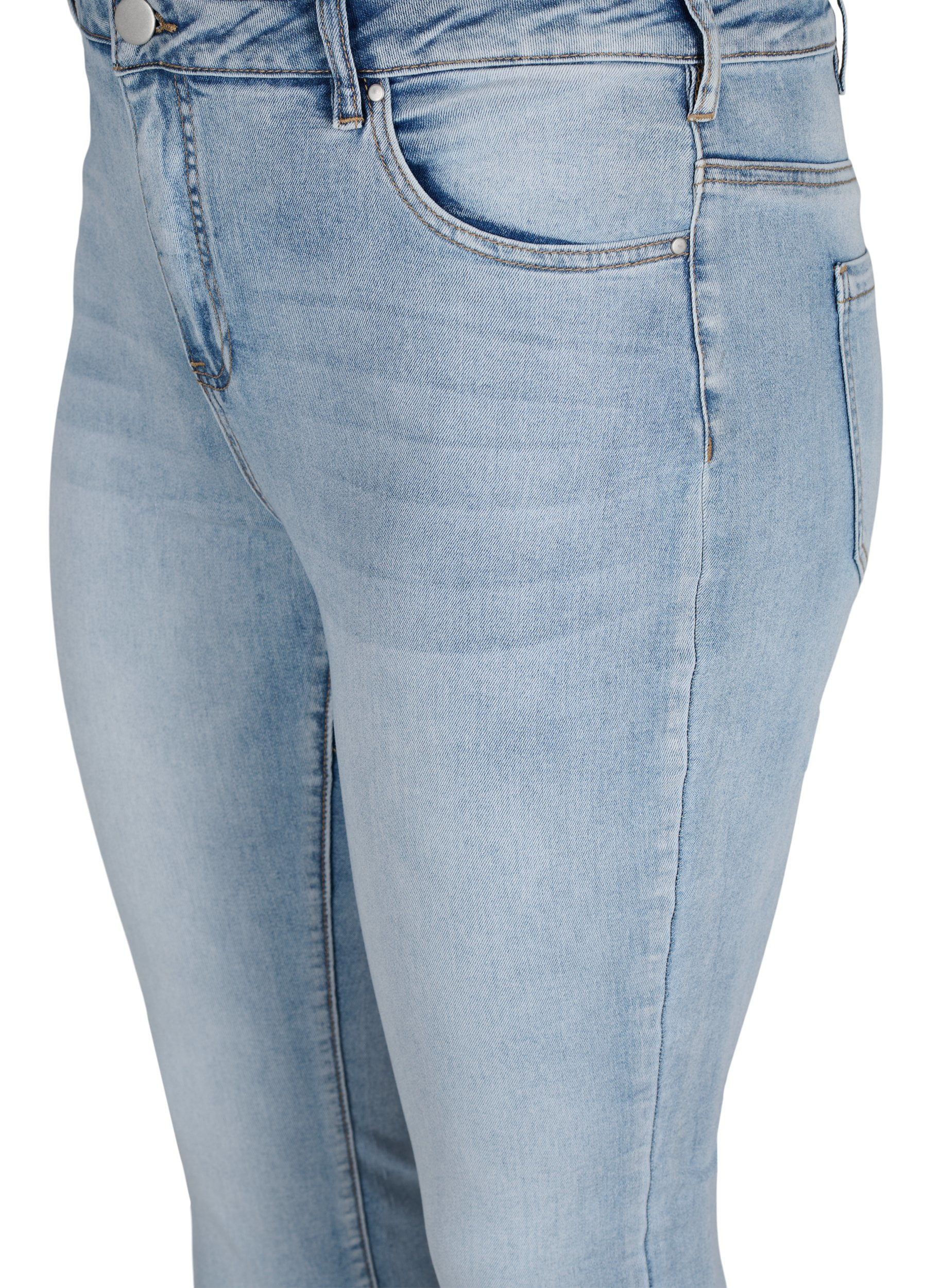 Amy jeans med høyt liv og dekorativ sten, Light blue, Packshot image number 2