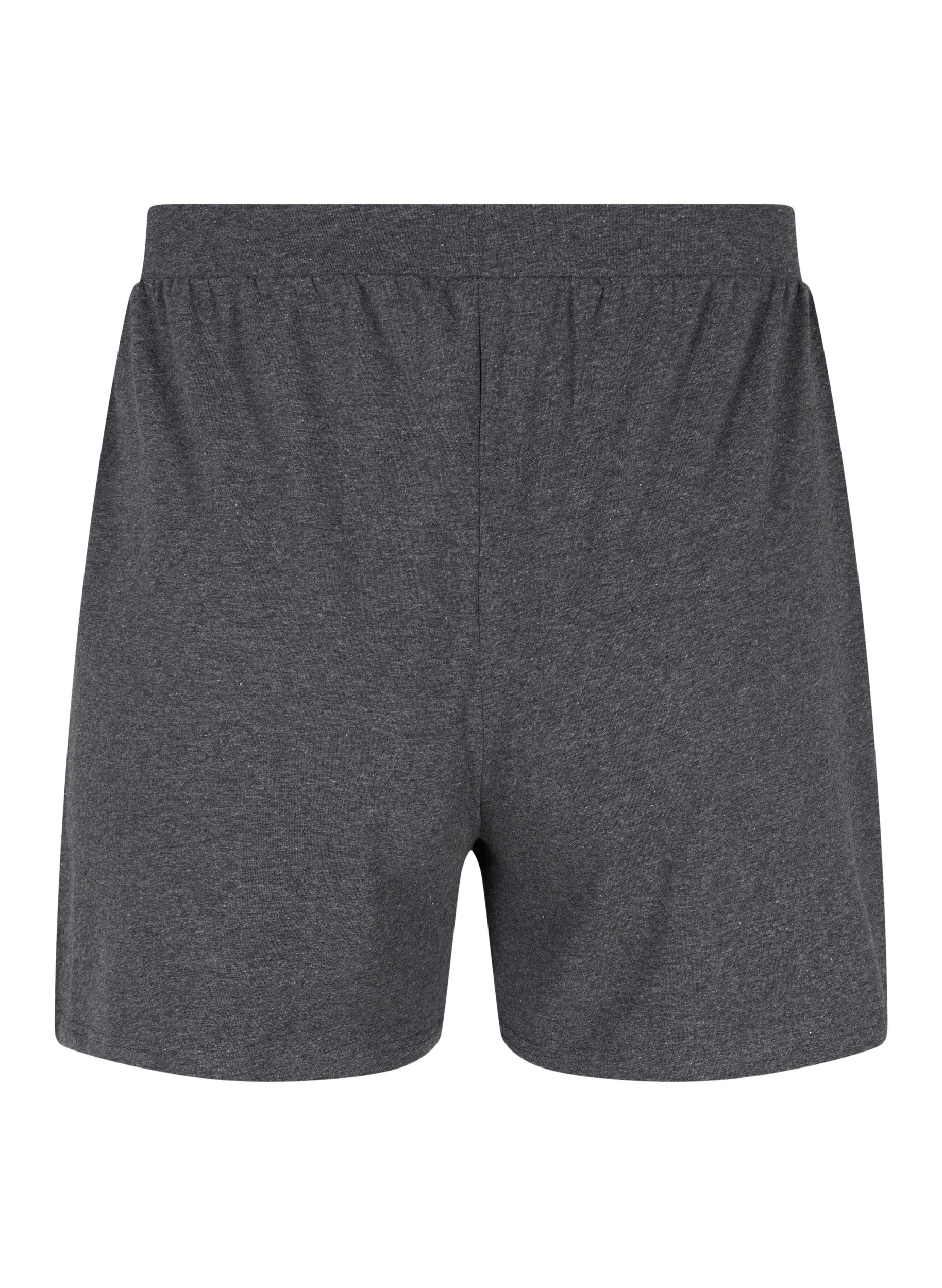 Løse shorts i en bomullsmiks, Dark Grey Melange, Packshot image number 1