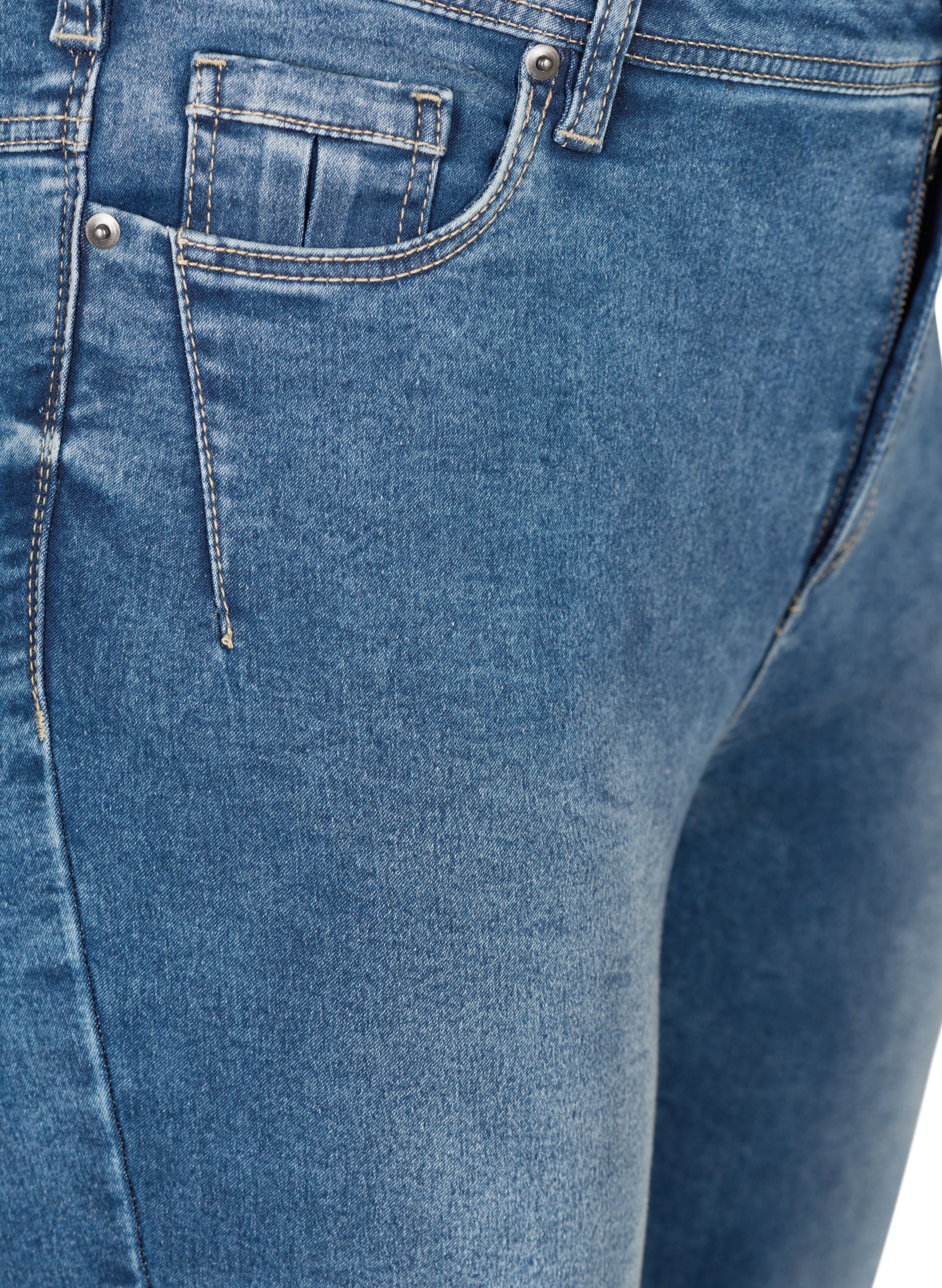 Cropped Amy jeans med glidelås, Blue denim, Packshot image number 2