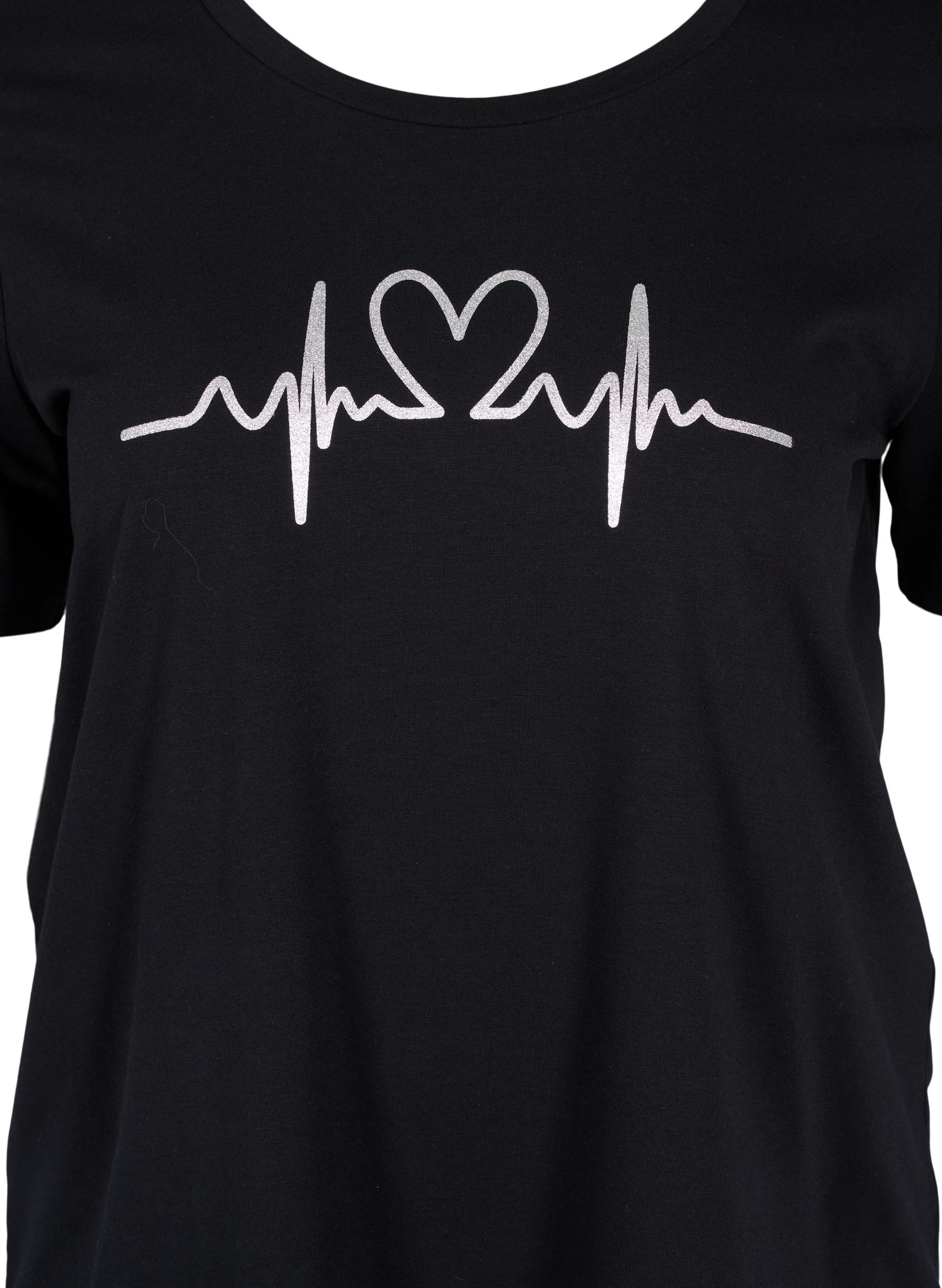 T-skjorte med trykk, Black HEARTBEAT, Packshot image number 2