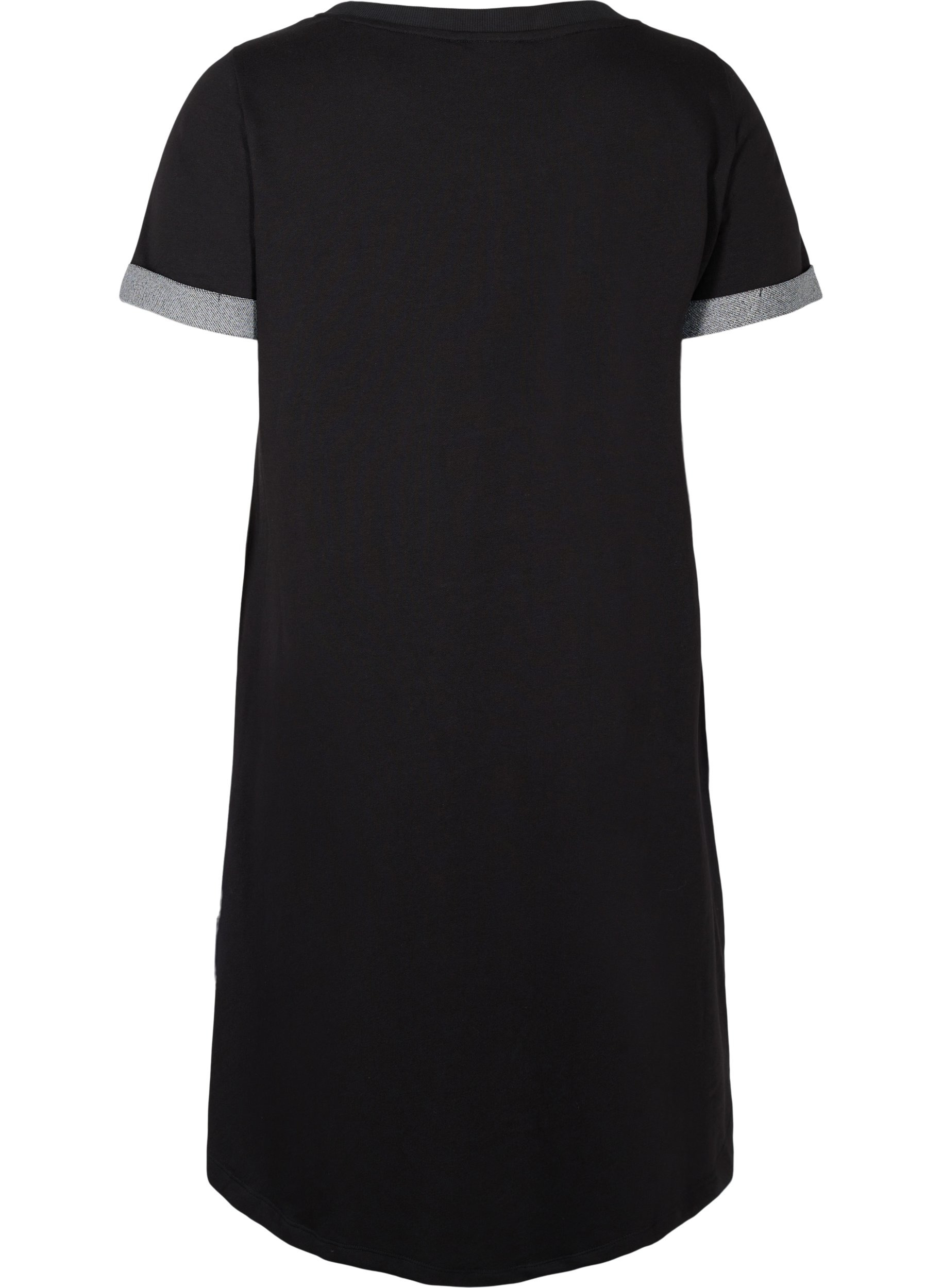 Løs kjole med korte ermer, Black, Packshot image number 1