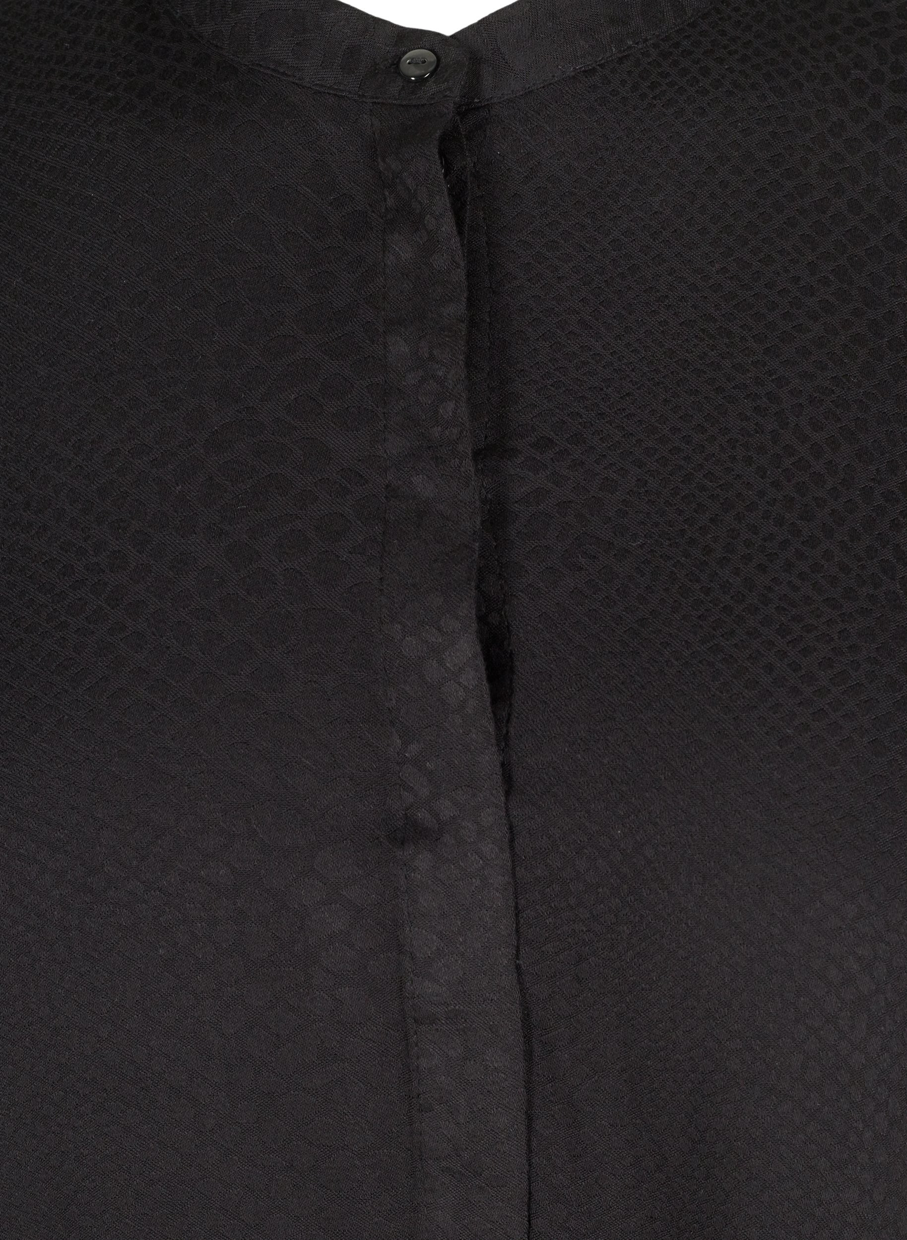 Viskosetunika med knapper og A-form, Black, Packshot image number 2