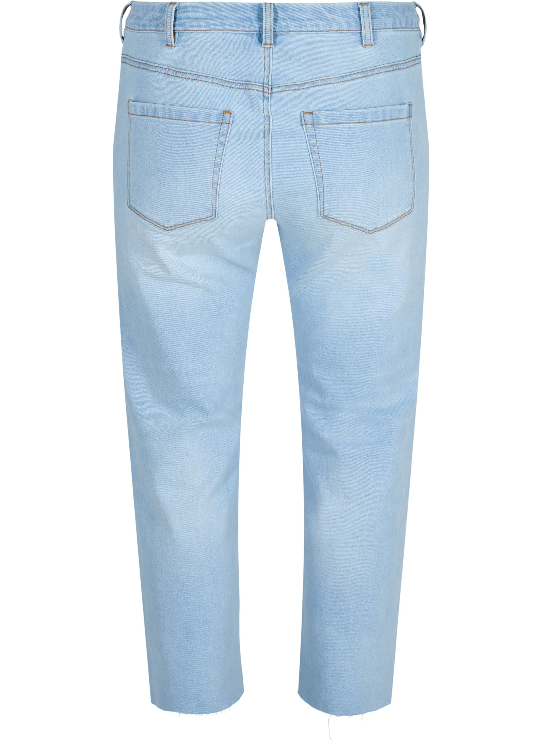 7/8-lengde jeans med rå kanter og høyt liv, Super L.Blue Denim, Packshot image number 1