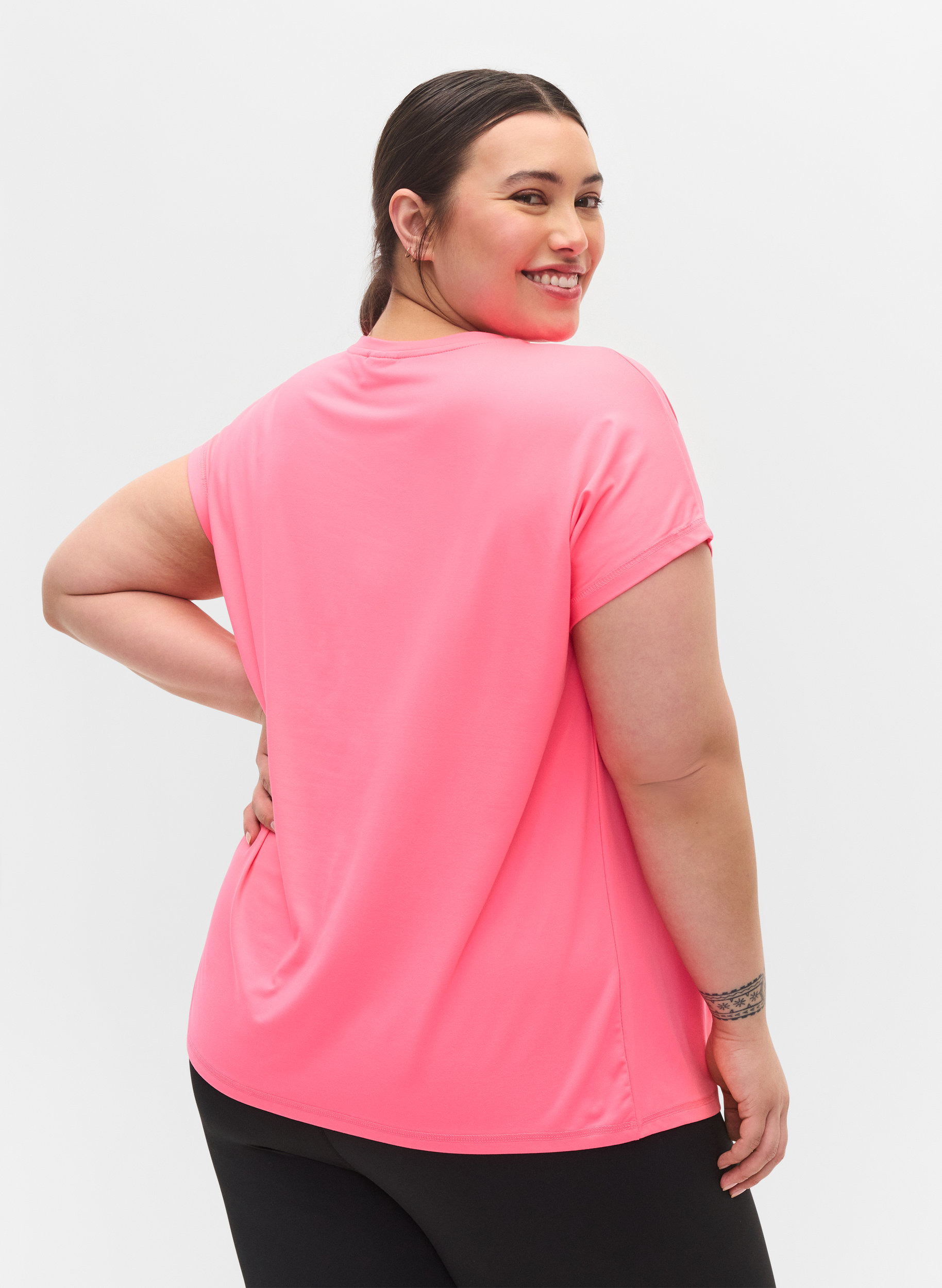 Ensfarget t-skjorte til trening, Neon pink, Model image number 2