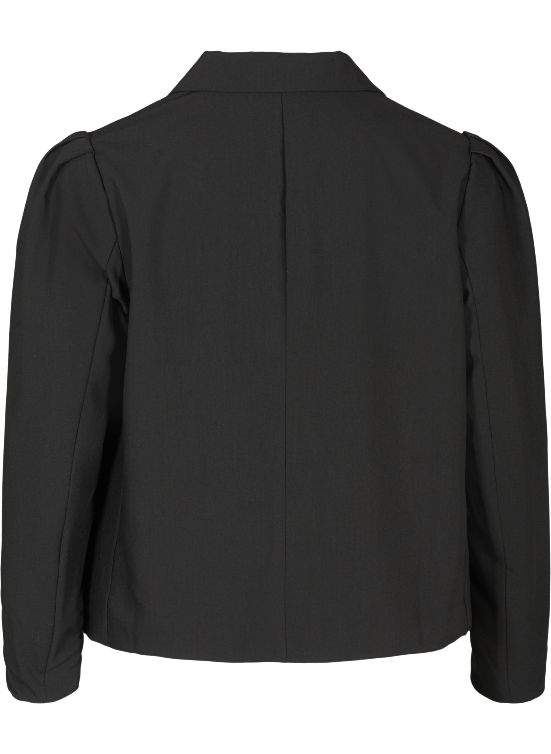Cropped blazer med puffermer, Black, Packshot image number 1