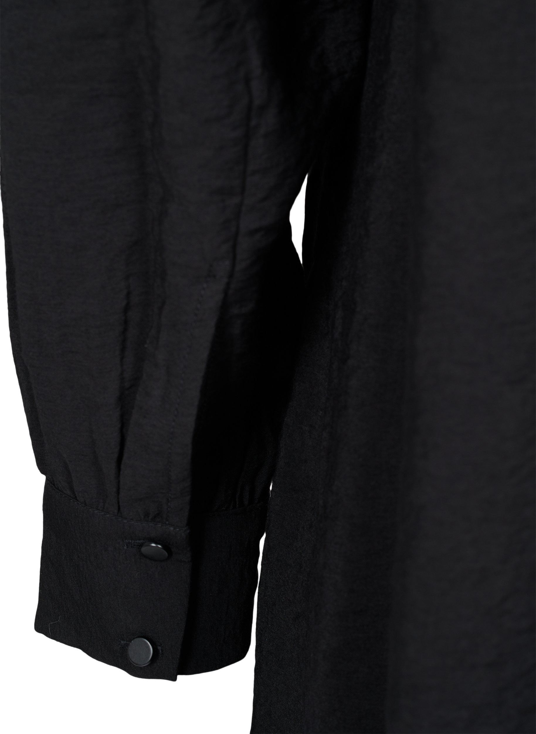 Lang ensfarget skjorte i en viskosemiks, Black, Packshot image number 3