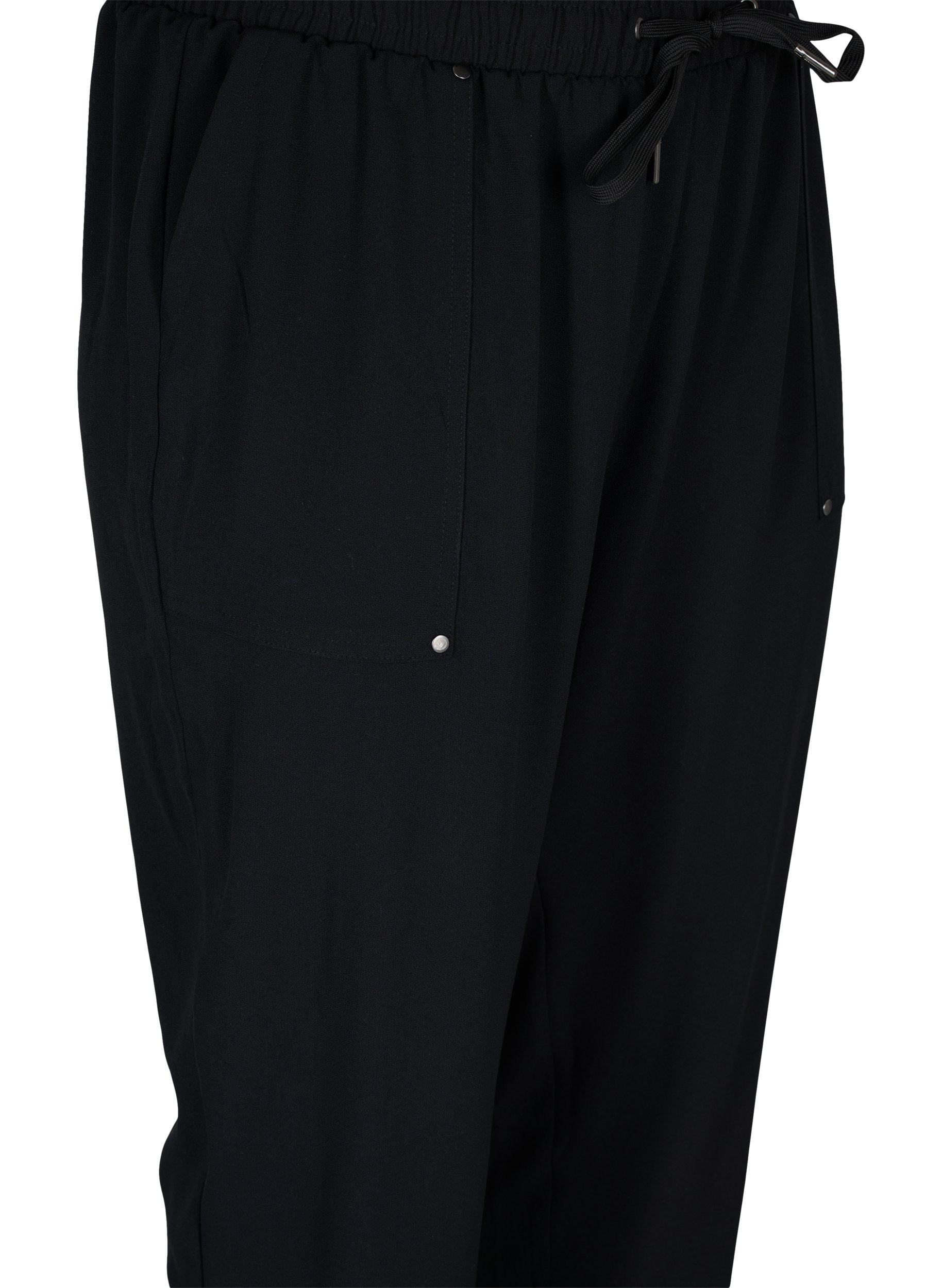 Bukser med lommer og strikkant, Black, Packshot image number 2