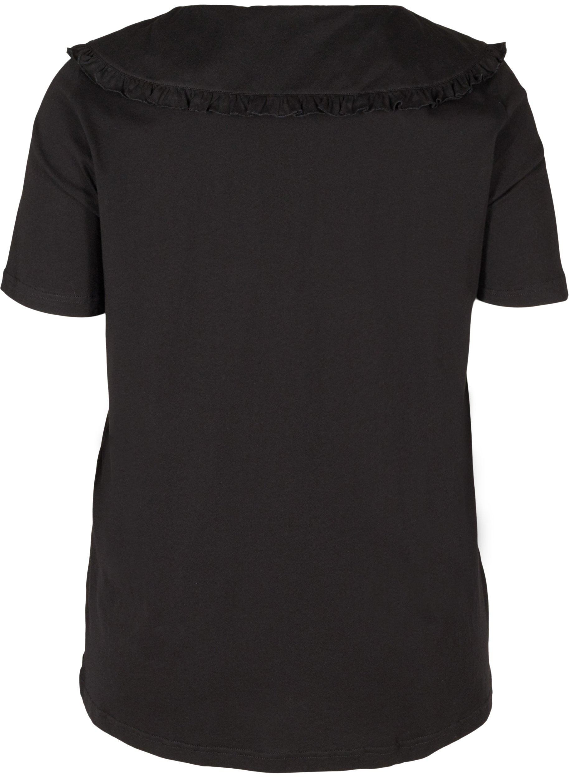 T-skjorte i bomull med krage, Black, Packshot image number 1