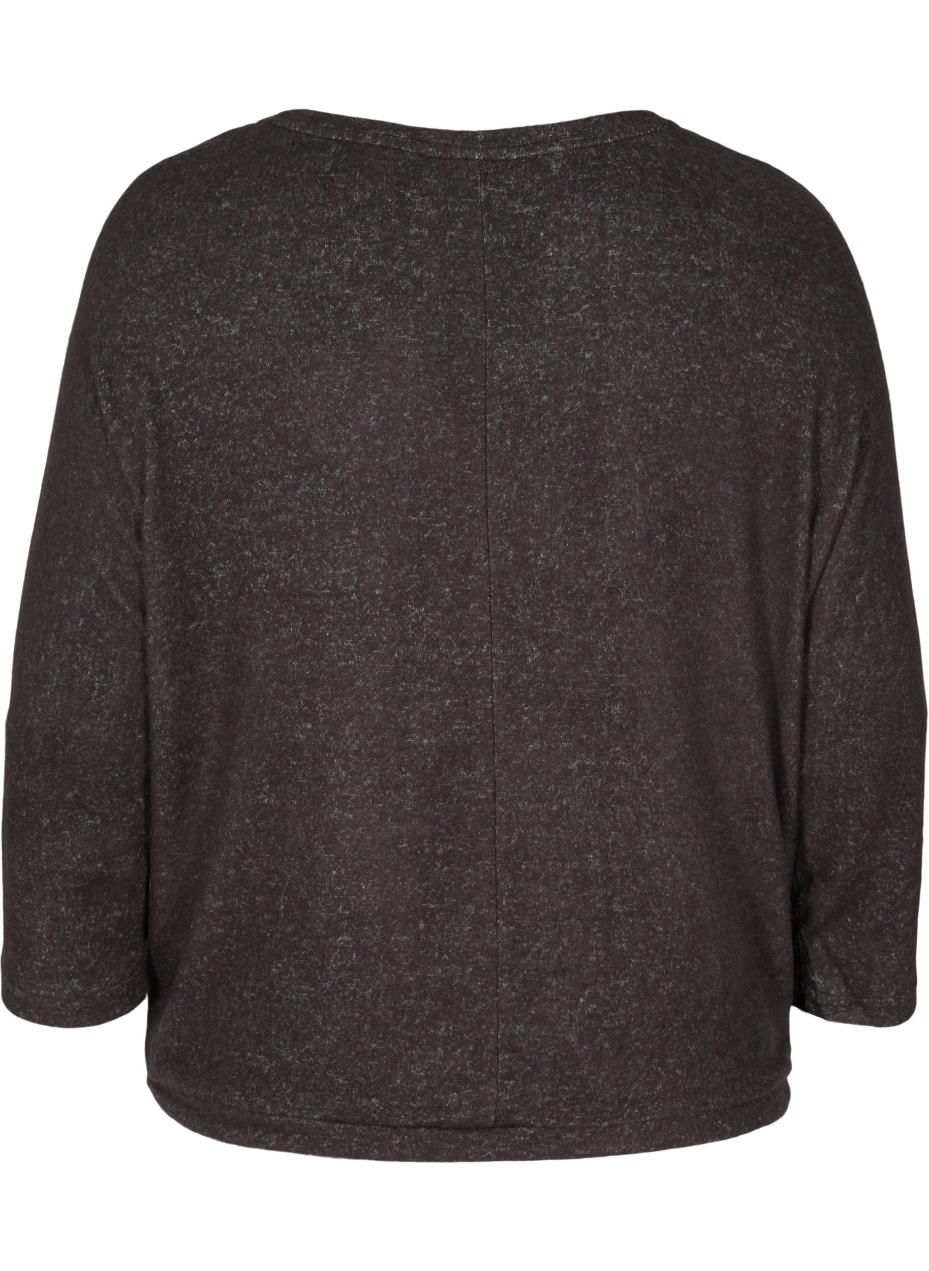 Melert bluse med justerbar bunn, Dark Grey Melange, Packshot image number 1