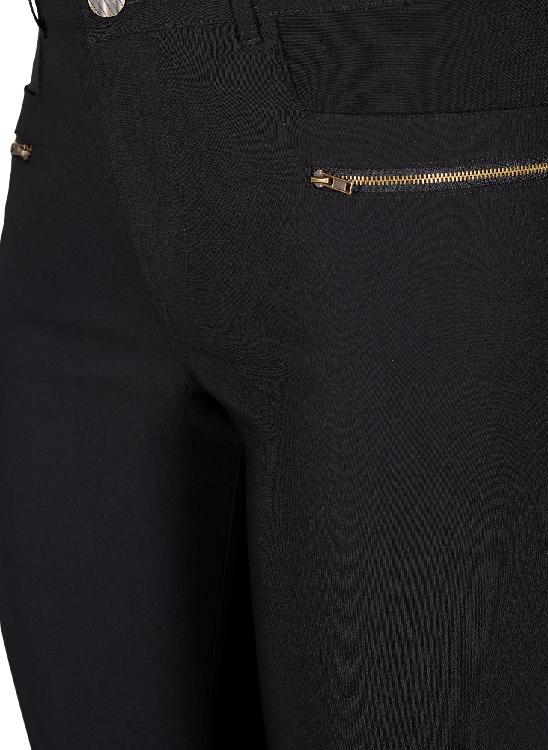 Tettsittende bukser med glidelåsdetaljer, Black, Packshot image number 2