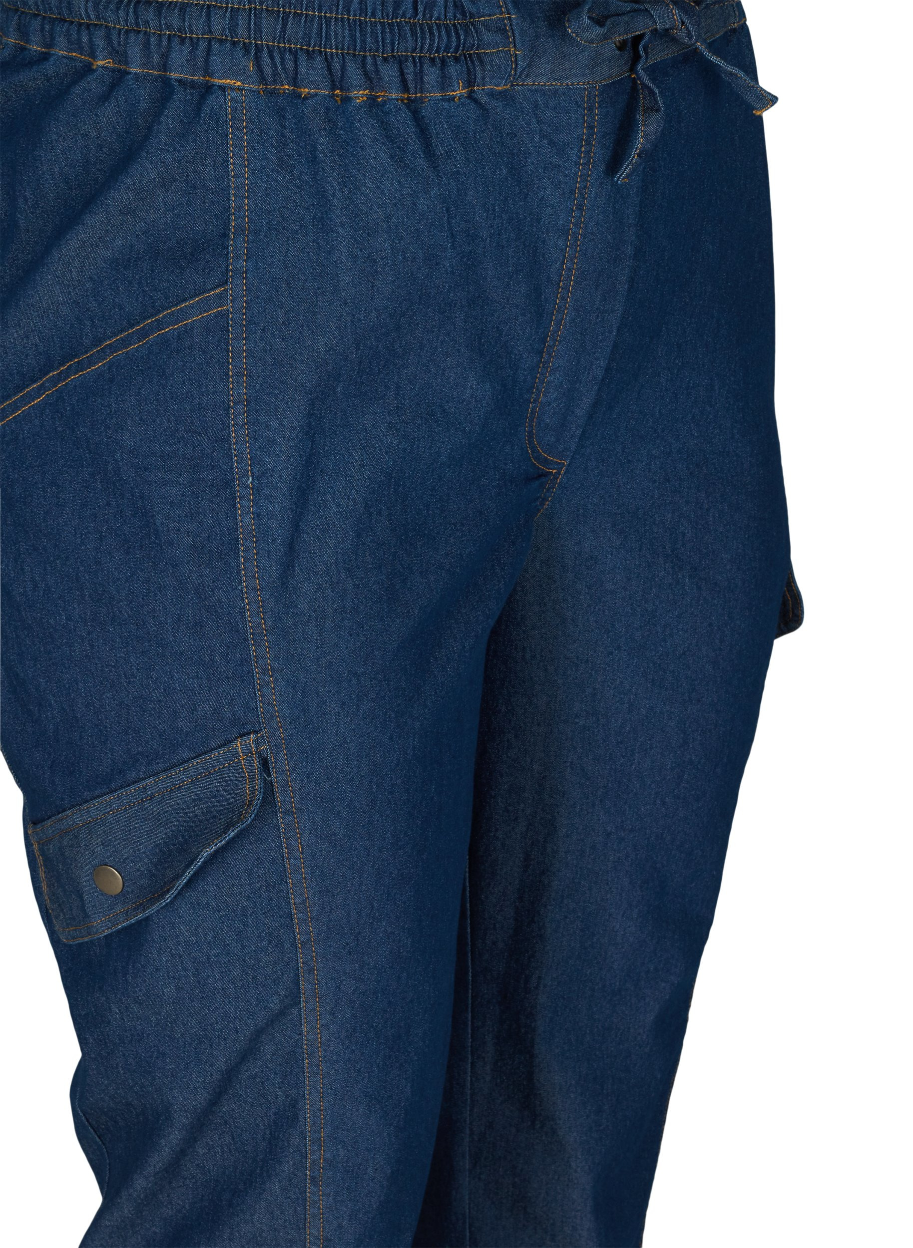 Løse jeans med knyting, Medium Blue, Packshot image number 2