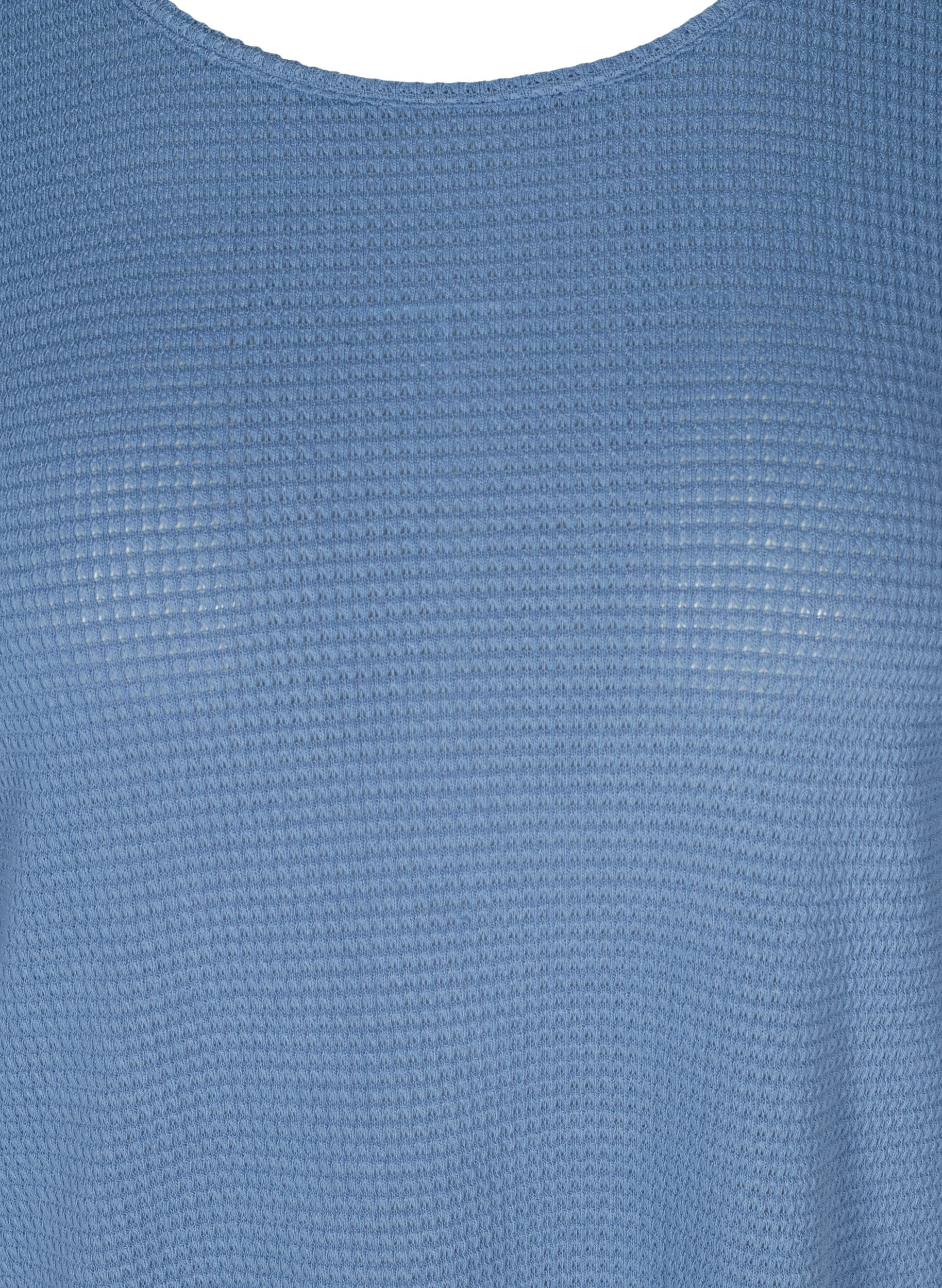 Langermet bluse med rund hals, Bijou Blue, Packshot image number 2