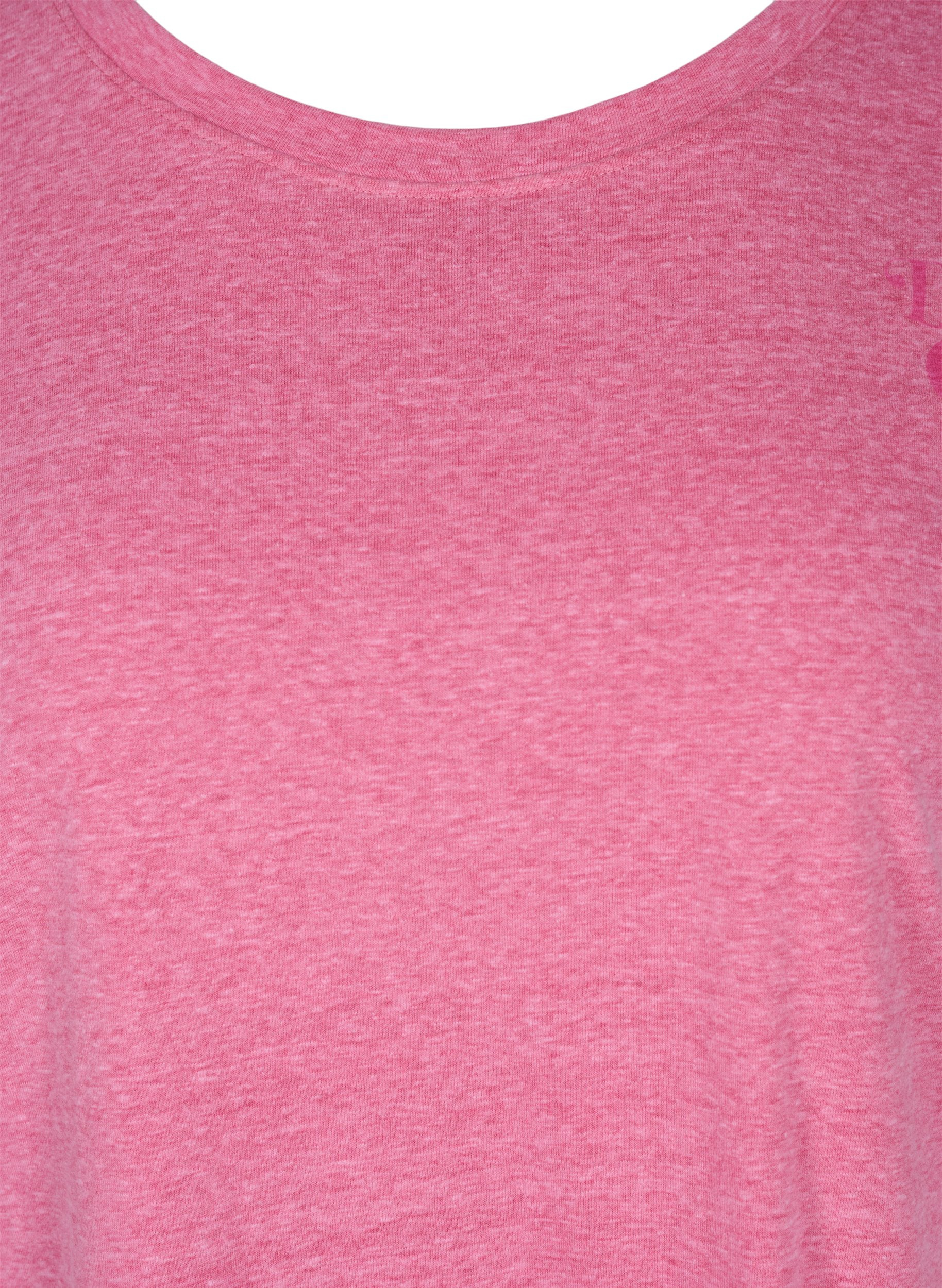Melert T-skjorte i bomull, Fandango Pink Mel, Packshot image number 2