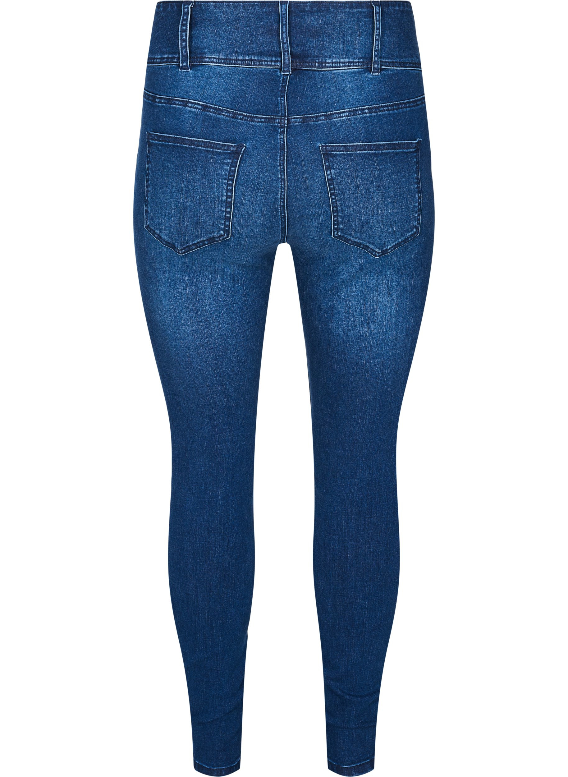 Super slim Bea jeans med ekstra høyt liv, Blue denim, Packshot image number 1