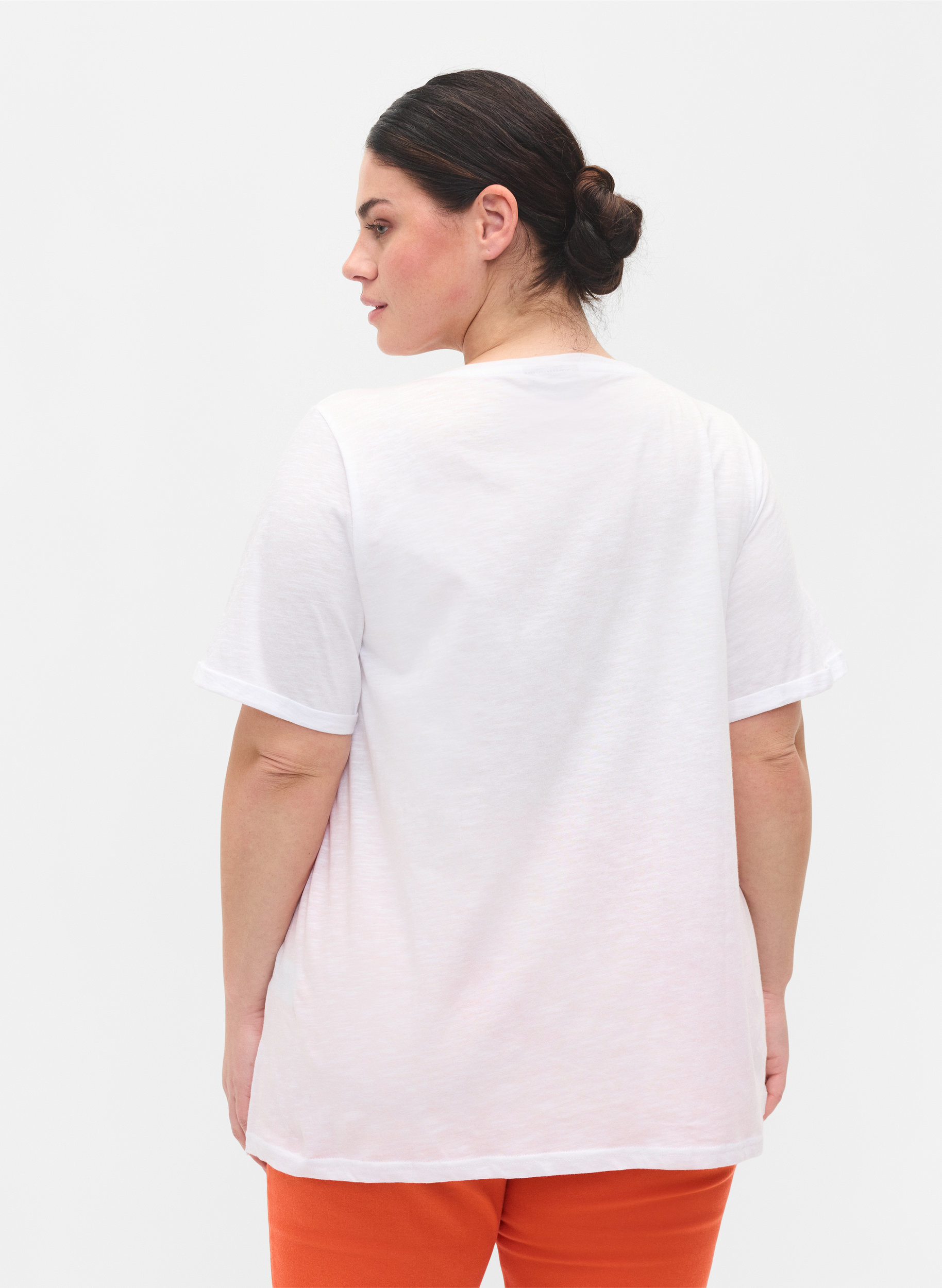 T-skjorte i bomull med korte ermer, Bright White, Model image number 1