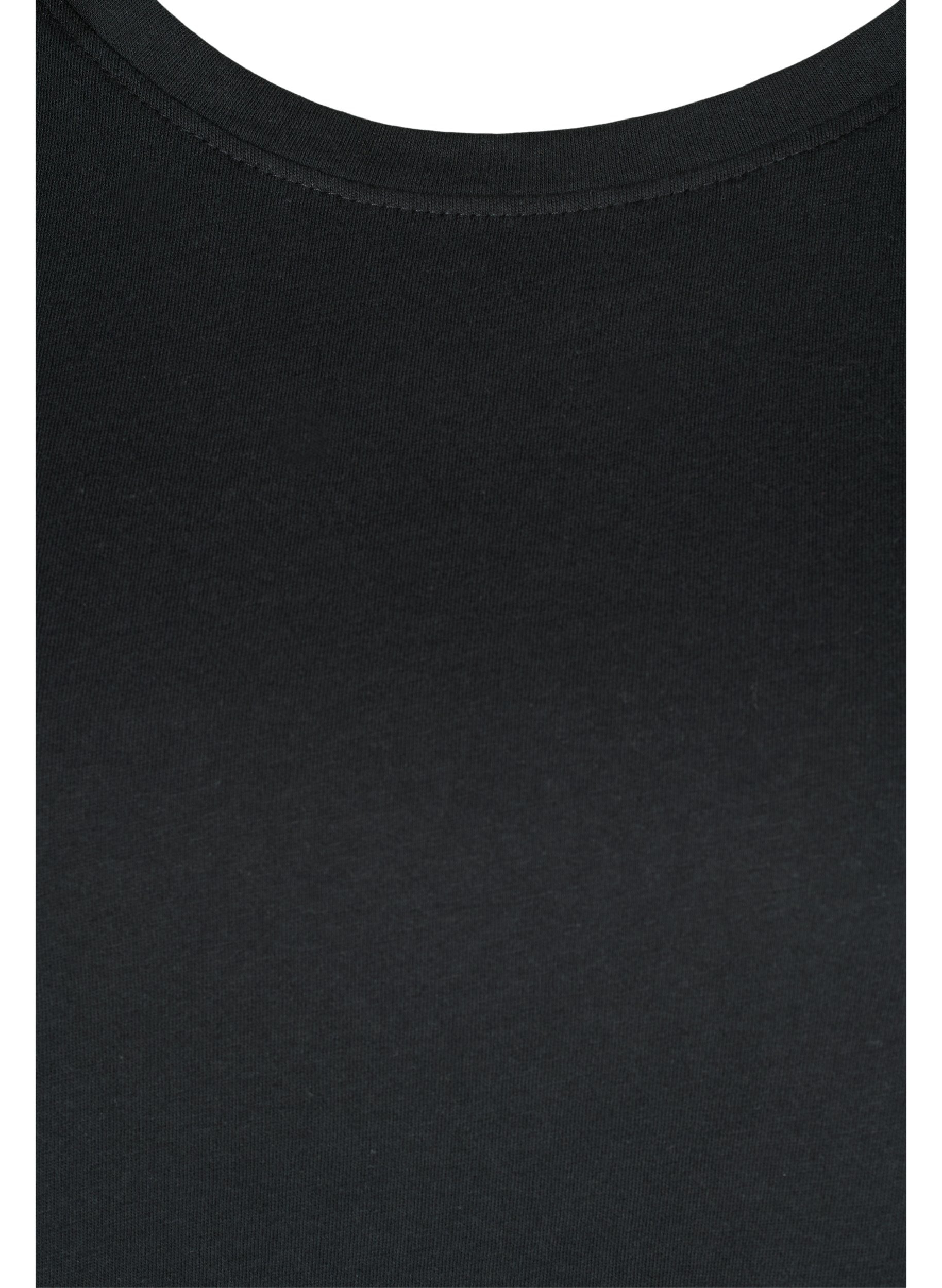 T-skjorte i bomull til trening med trykk på siden, Black, Packshot image number 2