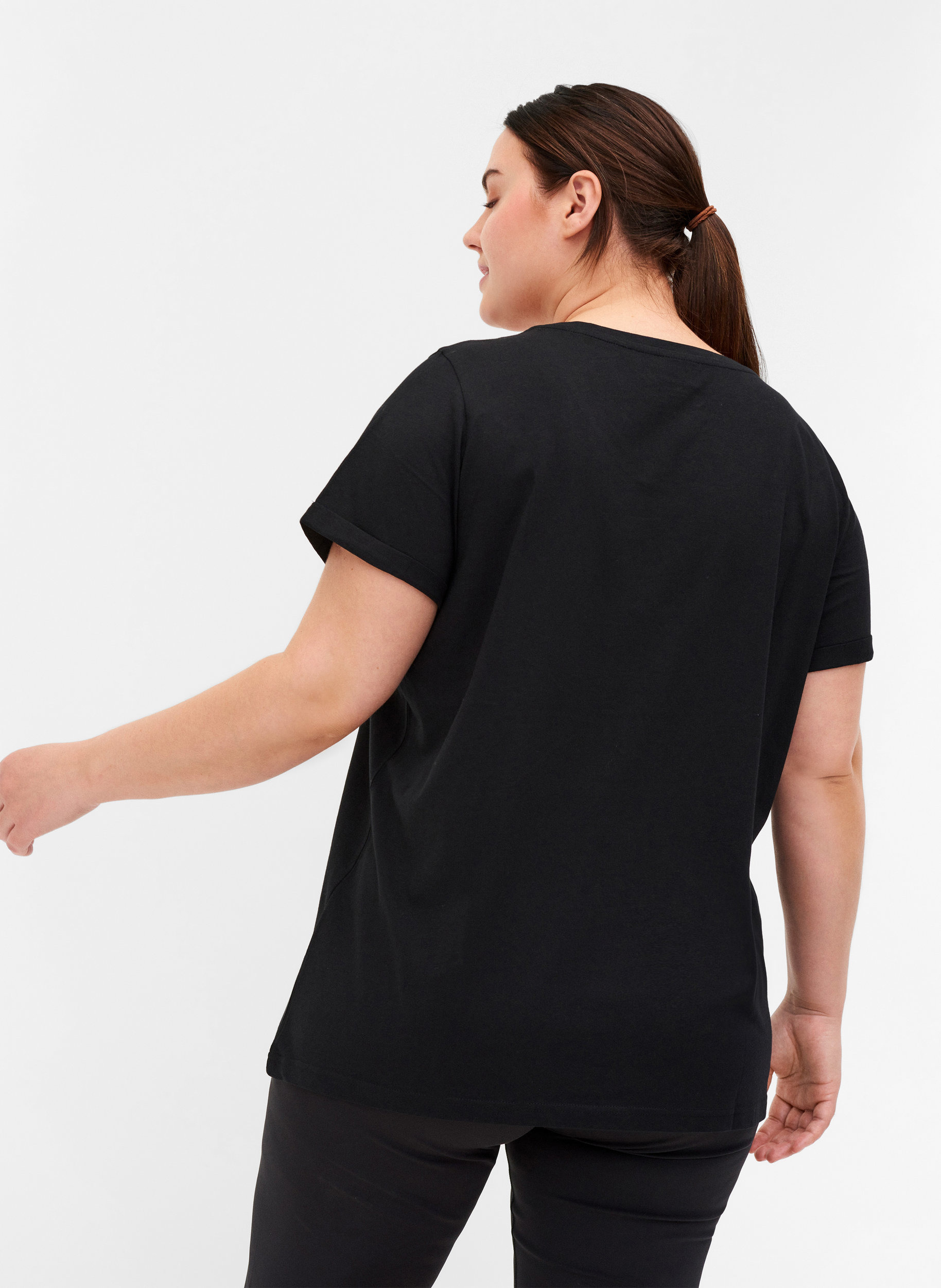 T-skjorte til trening med trykk, Black Glitter, Model image number 1