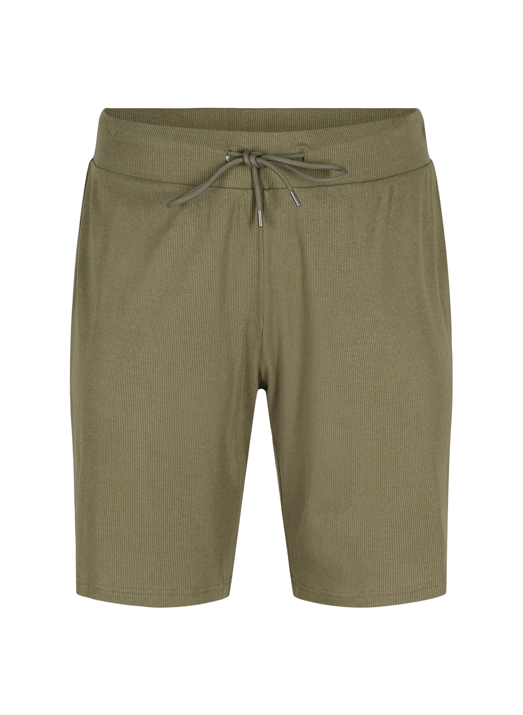 Løse shorts med en ribbet struktur, Ivy Green, Packshot image number 0