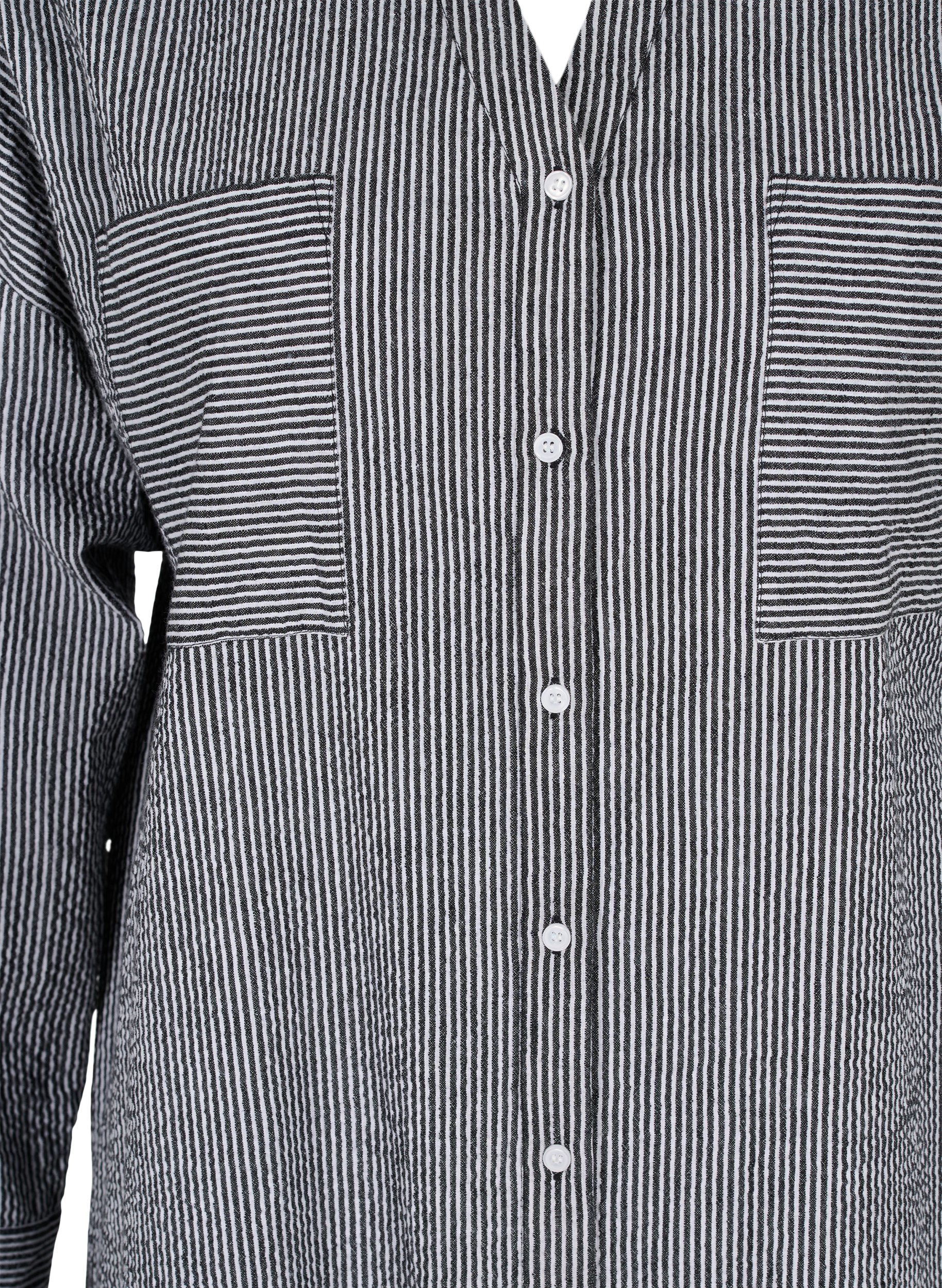Stripete skjortekjole i bomull, Black Stripe, Packshot image number 2