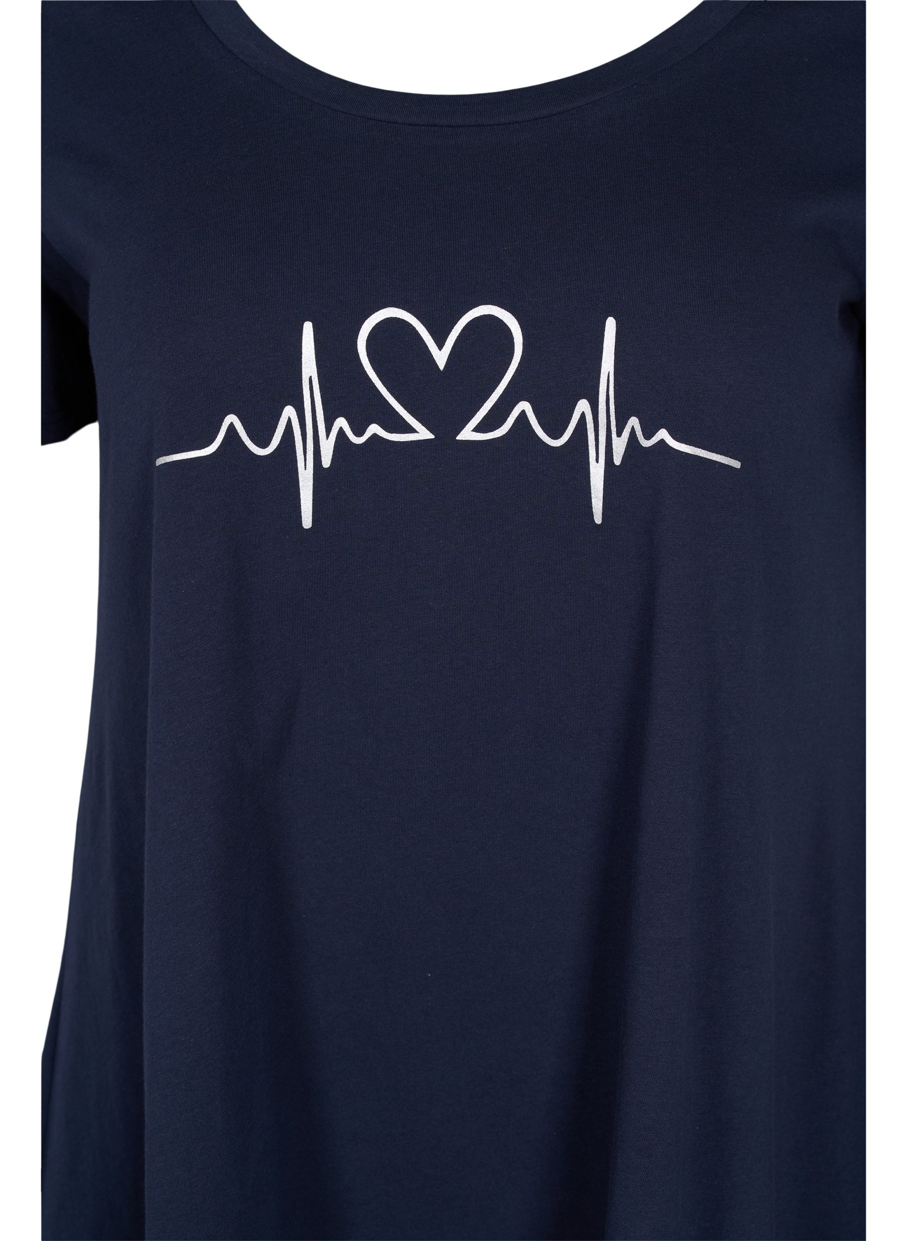 T-skjorte i bomull med A-form, Night Sky Silv Heart, Packshot image number 2