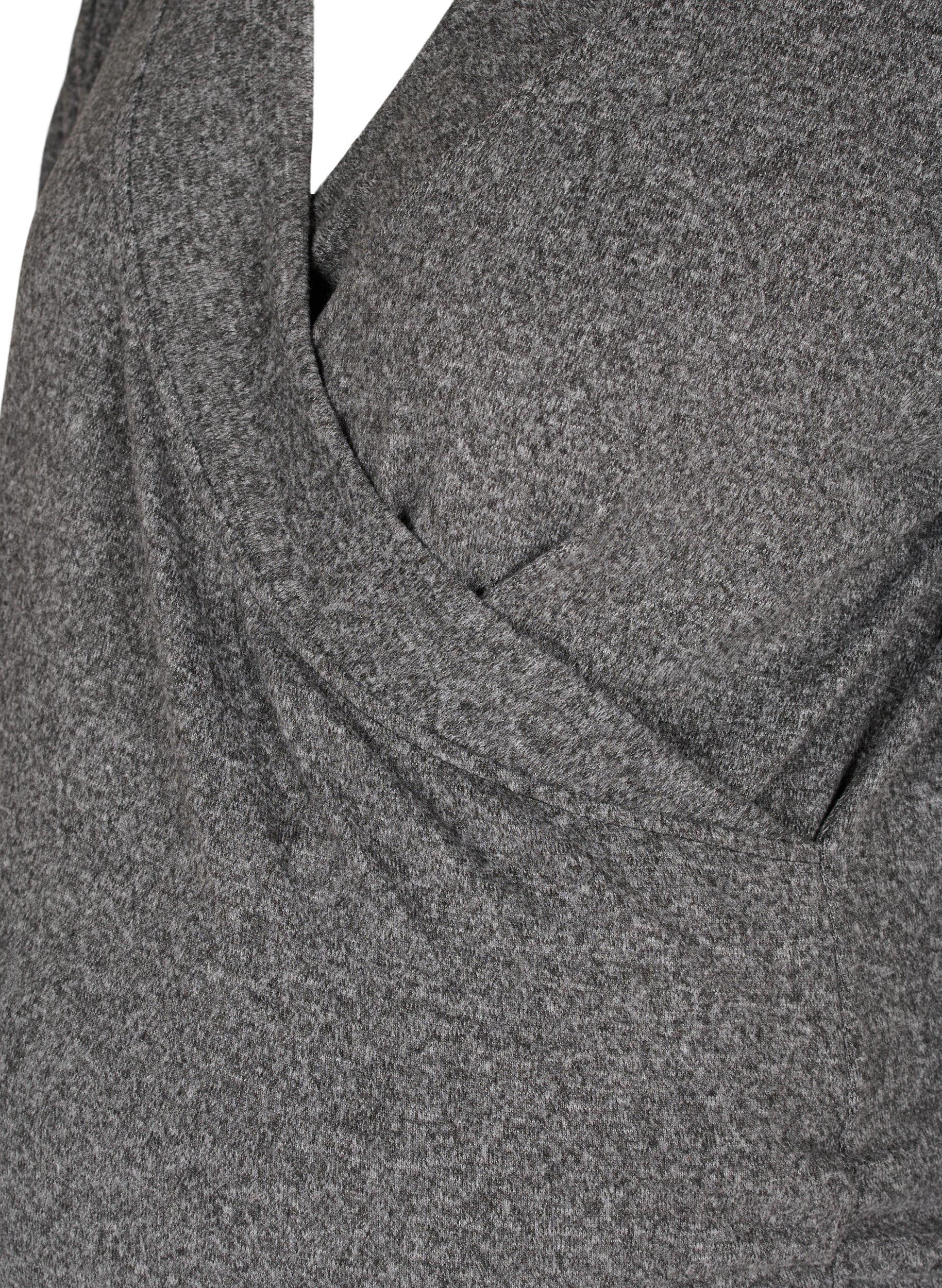Bluse til gravide med 3/4-ermer og V-hals, Dark Grey Melange, Packshot image number 2