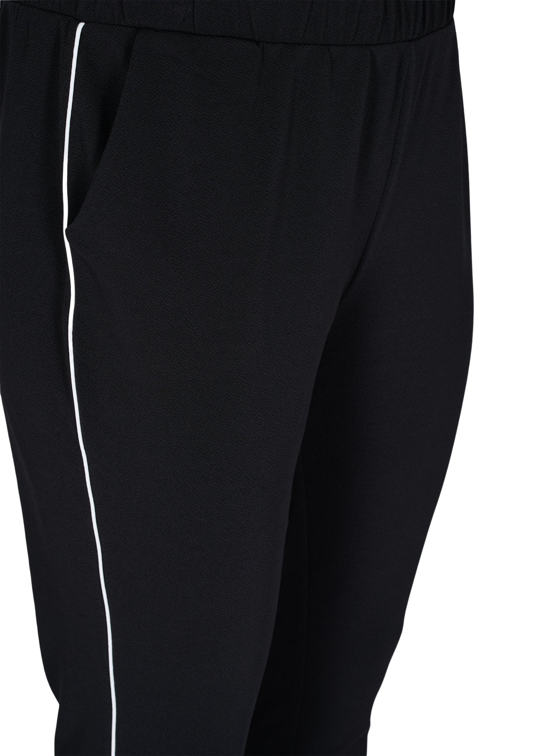 Bukser med lommer og detaljer langs siden, Black w. White, Packshot image number 2