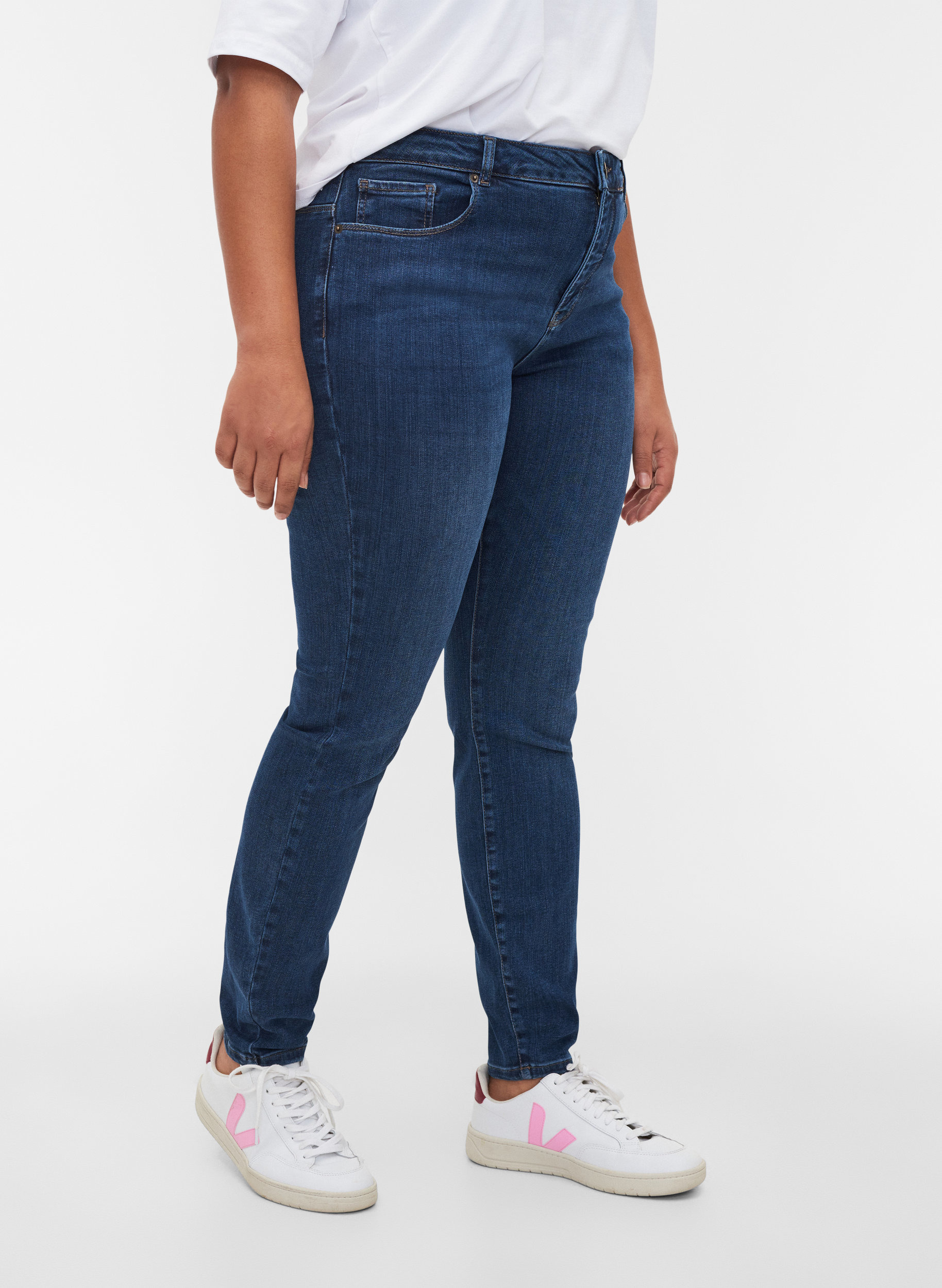 Amy jeans med høyt liv og stretch, Blue denim, Model image number 2