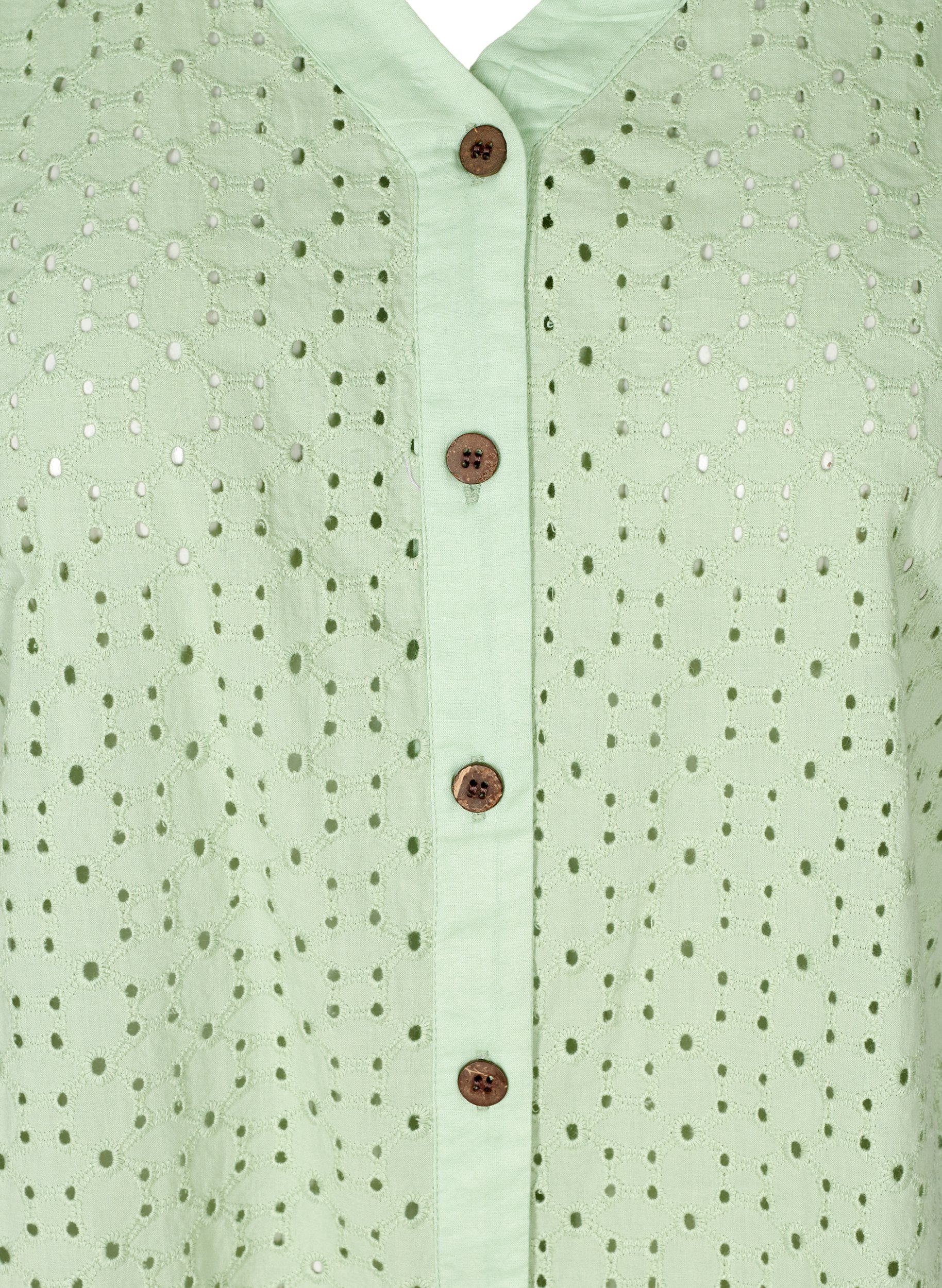 Skjorte med broderi anglaise, Silt Green, Packshot image number 2