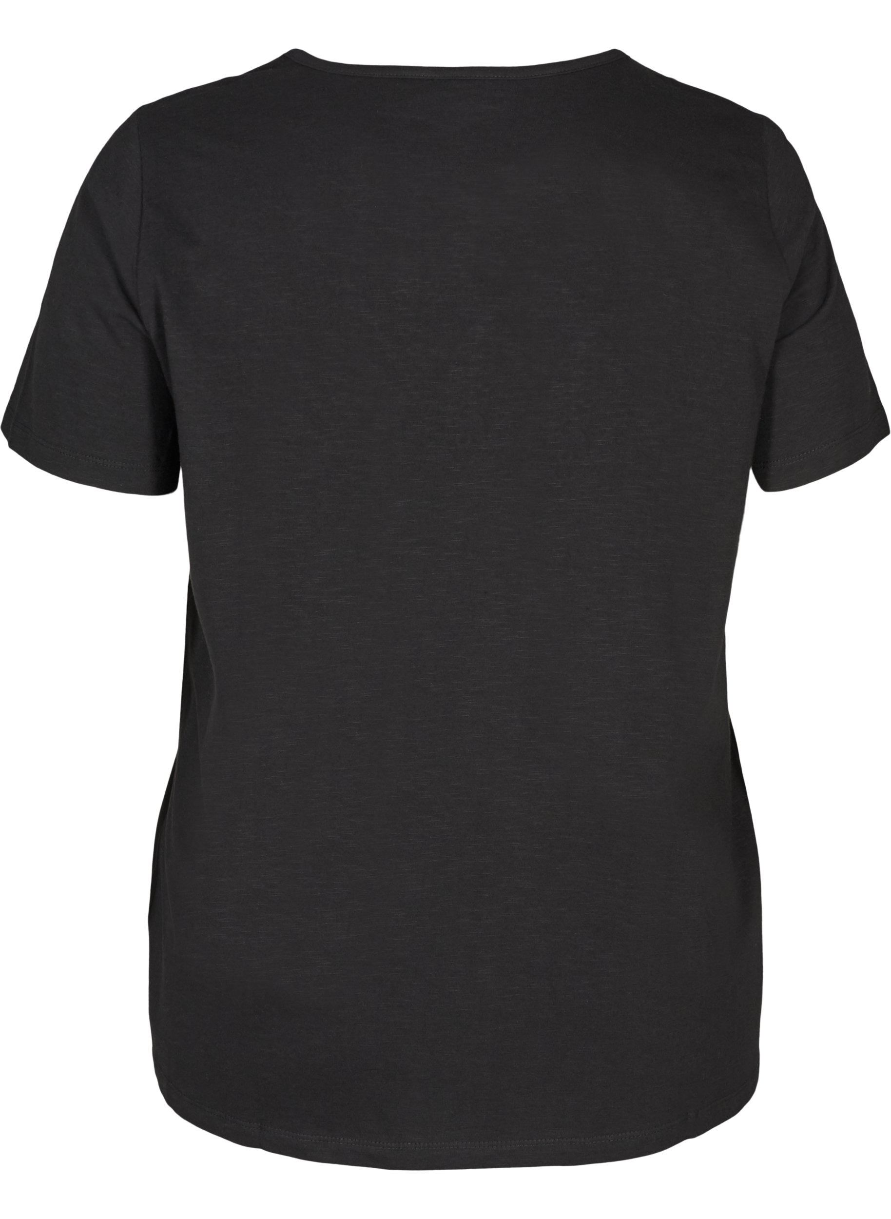 Kortermet t-skjorte med broderi angalise, Black, Packshot image number 1