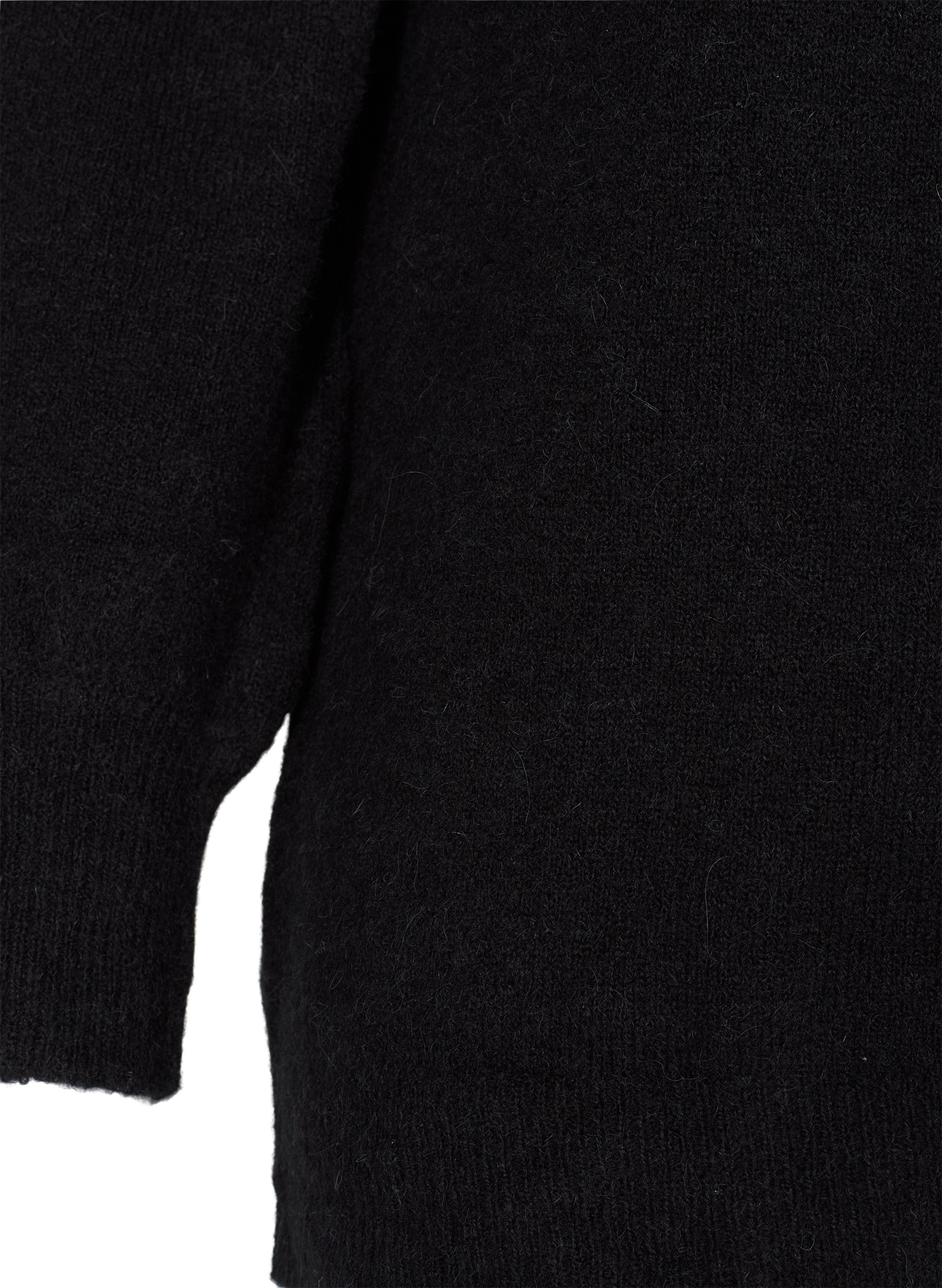 Strikkegenser med ribbekanter og rund hals, Black, Packshot image number 3