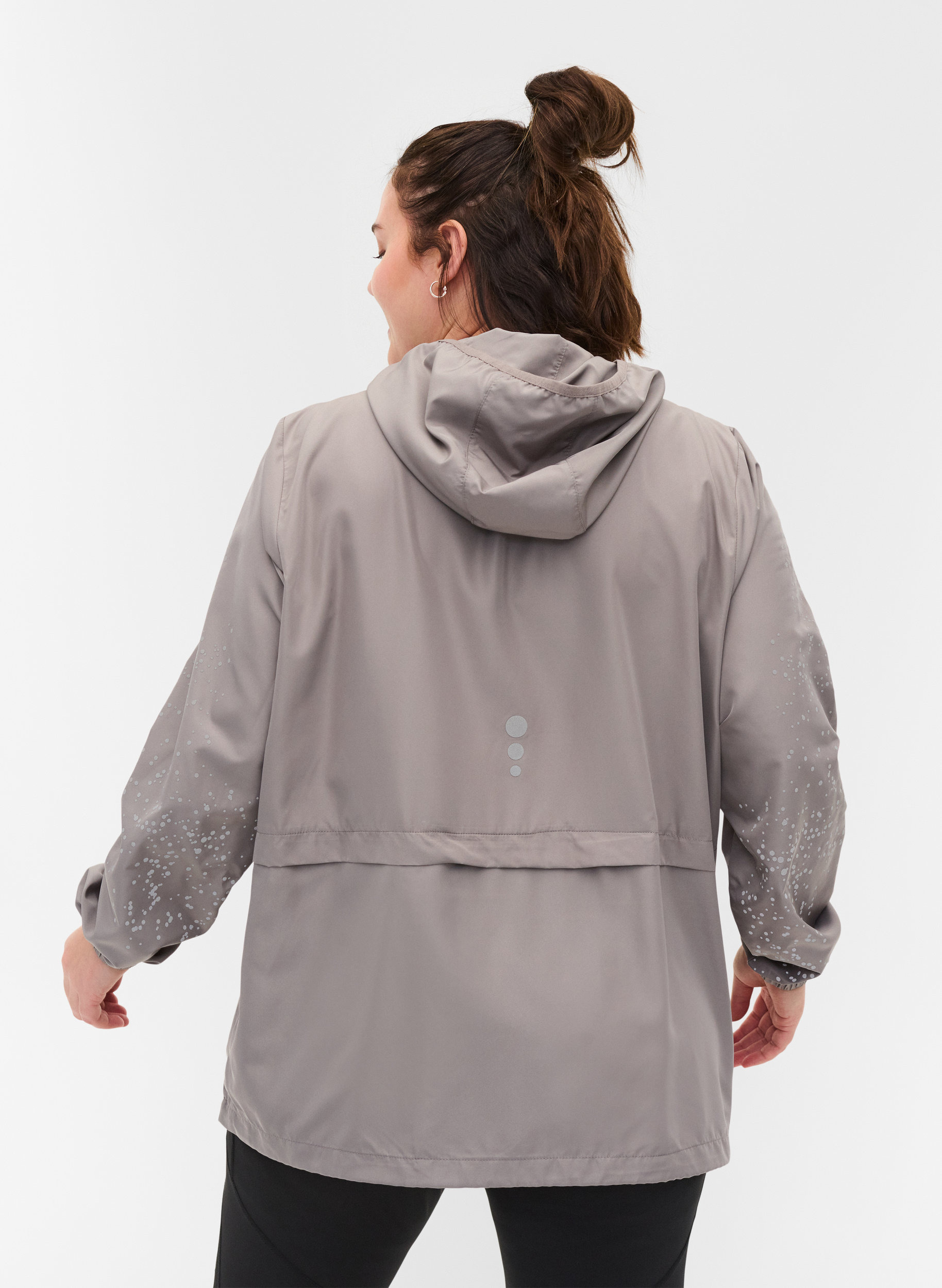Treningsjakke med hette og refleks, Grey Silver, Model image number 1