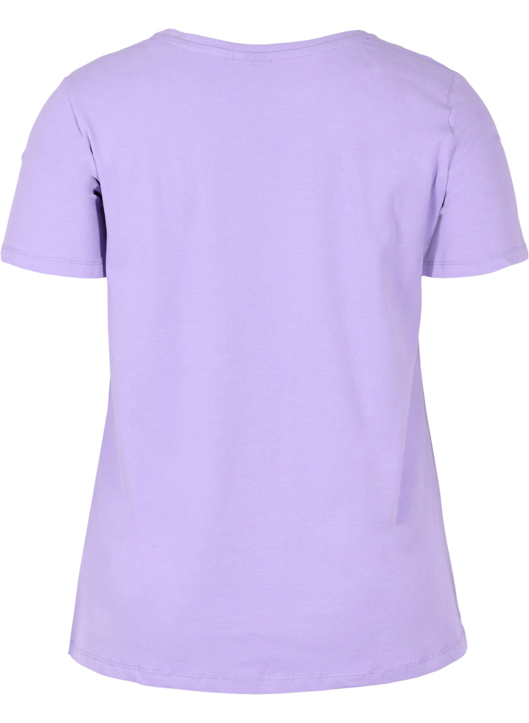 Ensfarget basis T-skjorte i bomull, Paisley Purple, Packshot image number 1