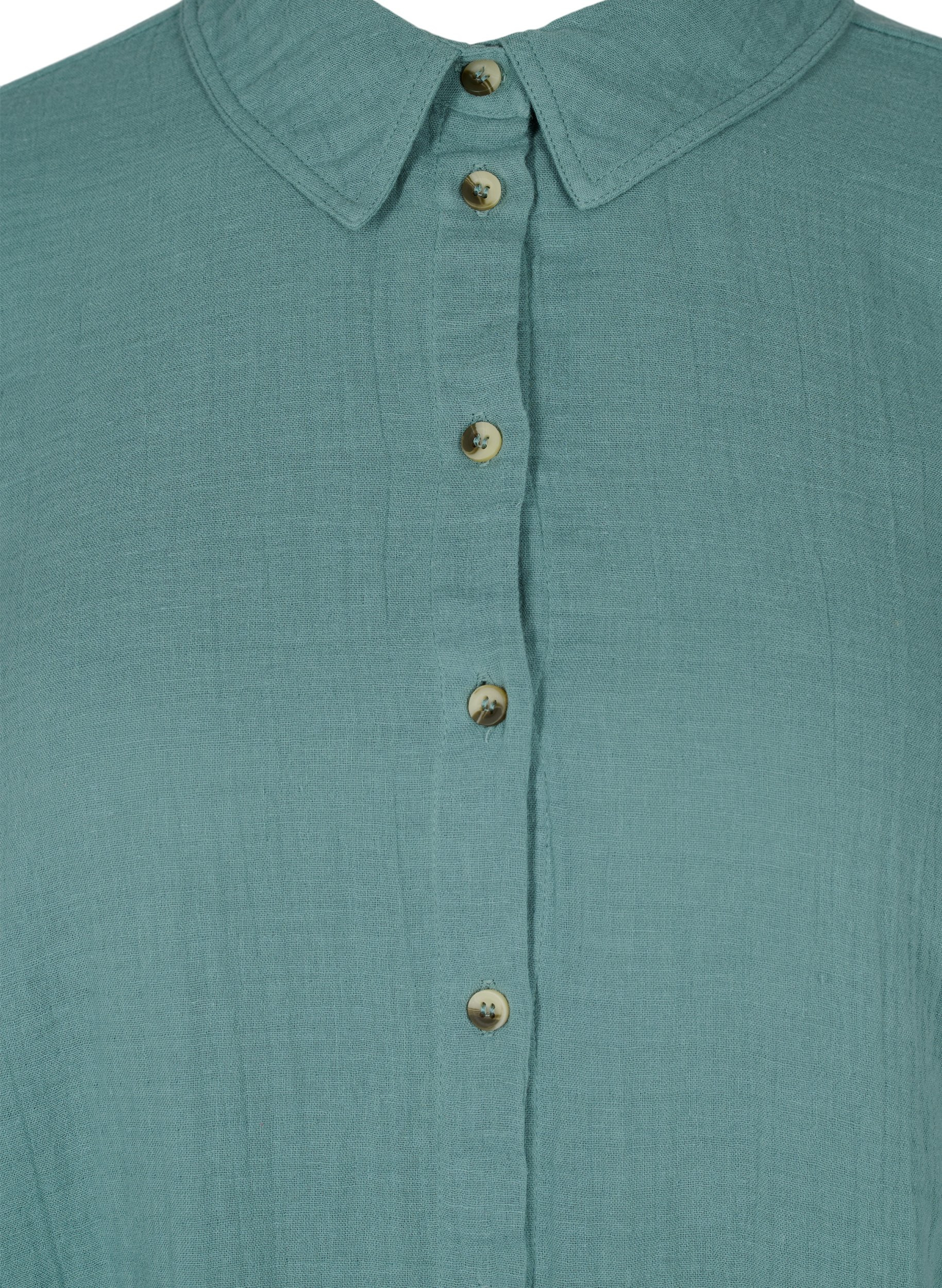Lang bomullsskjorte med en klassisk krage, Sagebrush Green, Packshot image number 2