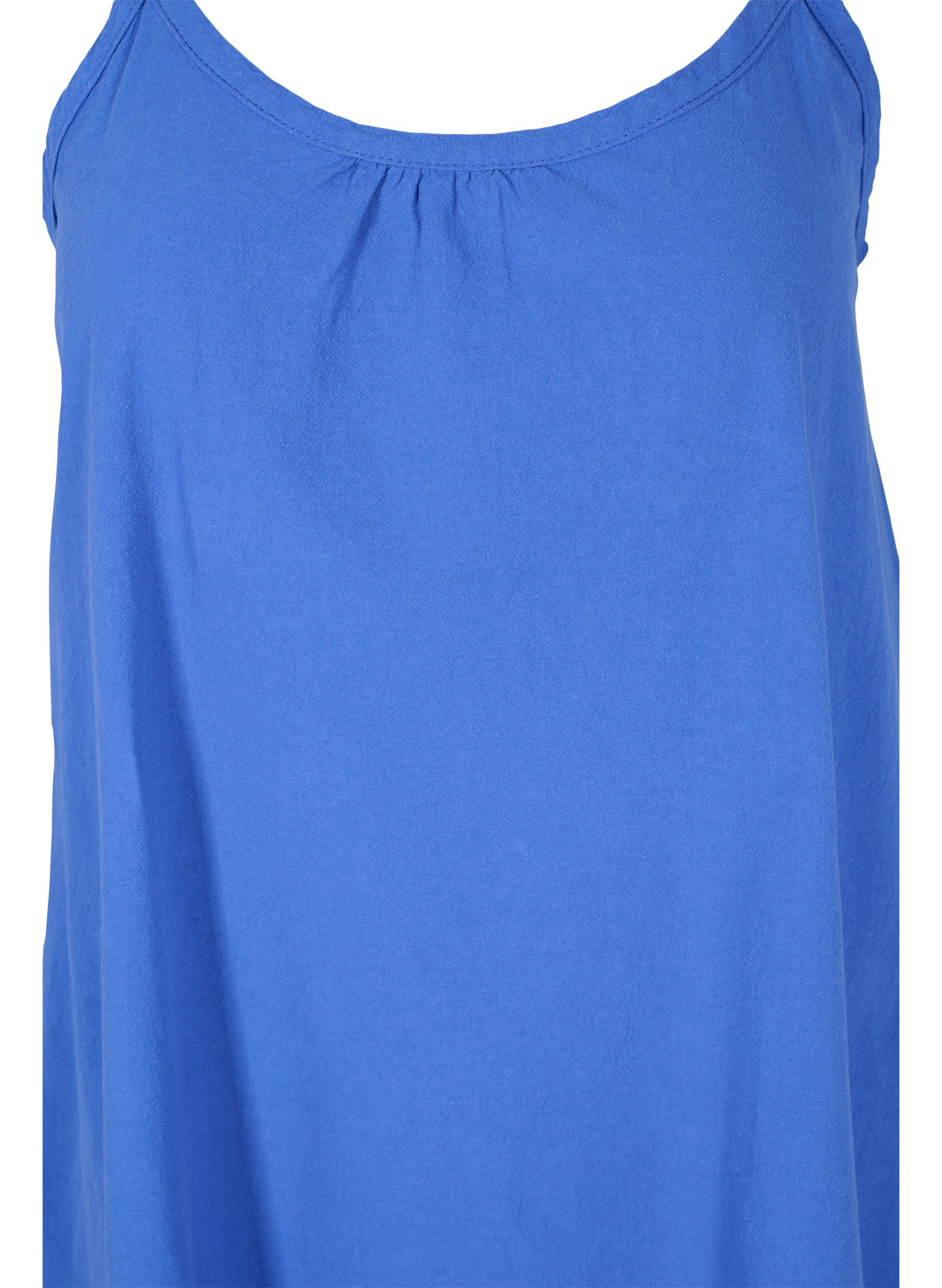 Bomullskjole med tynne stropper og A-form, Dazzling Blue, Packshot image number 2