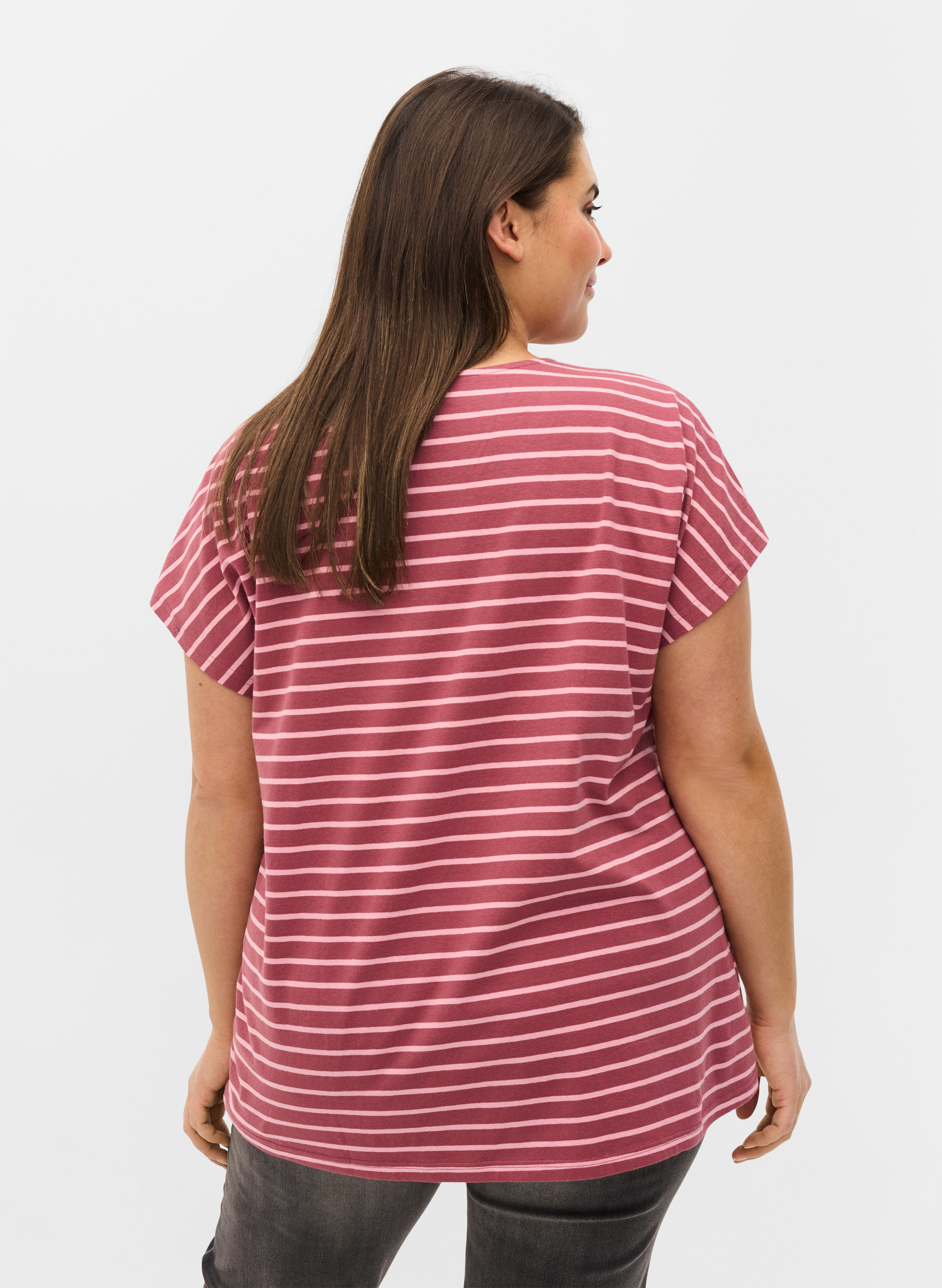 T-skjorte i bomull med striper, Apple Butter Stripe, Model image number 1